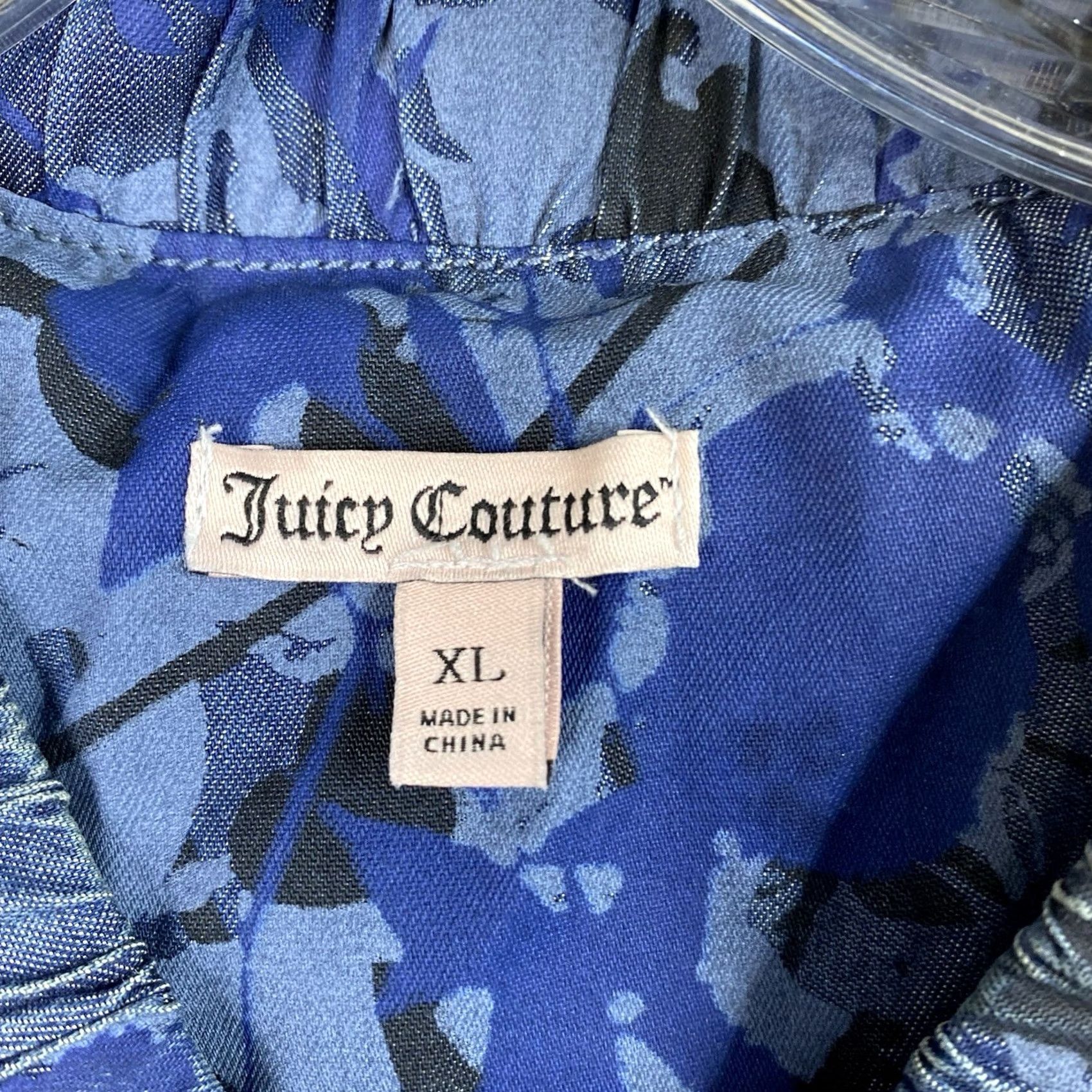 Juicy Couture Juicy Couture Jacket Womens XL Blue Geometric Chambray Denim Zip Size XL / US 12-14 / IT 48-50 - 3 Thumbnail