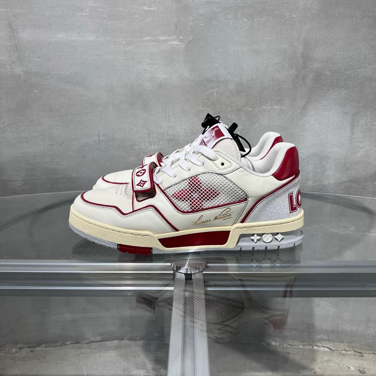 Louis Vuitton LV Trainer White Red Velcro UK6 (40) Size US 7 / EU 40 - 3 Thumbnail
