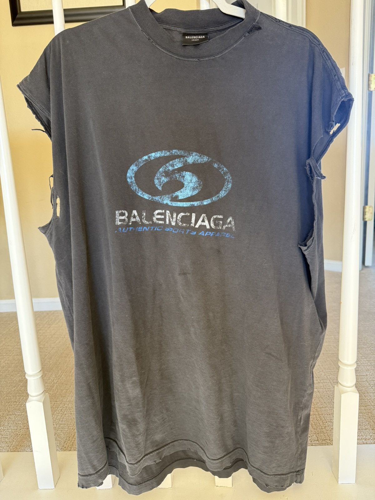 Balenciaga Balenciaga Surfer Sleeveless T-Shirt Black/Blue | Grailed