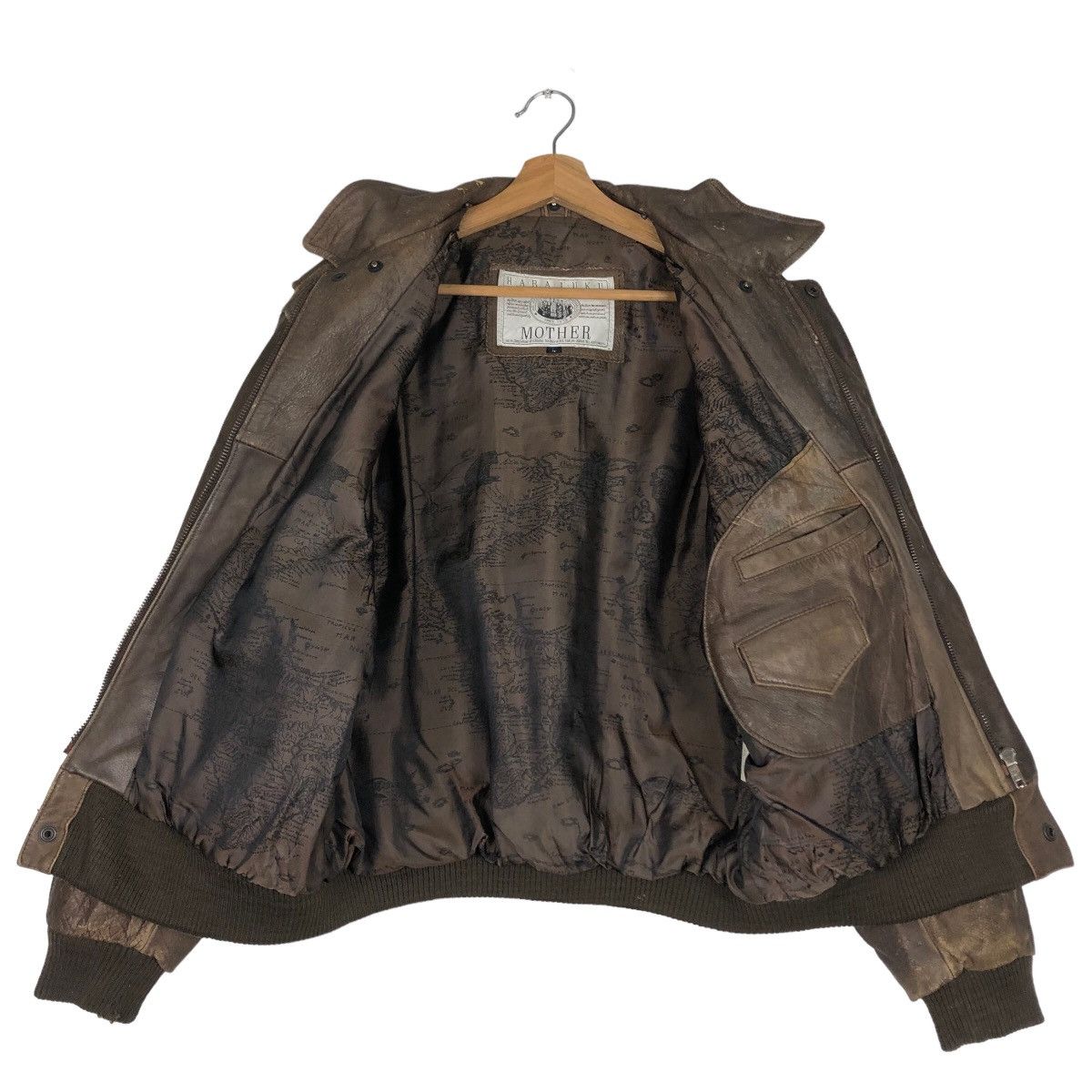 Japanese Brand 🔥Vtg Genuine Leather Jacket Bomber Harajuku Mother Map Size US L / EU 52-54 / 3 - 11 Thumbnail