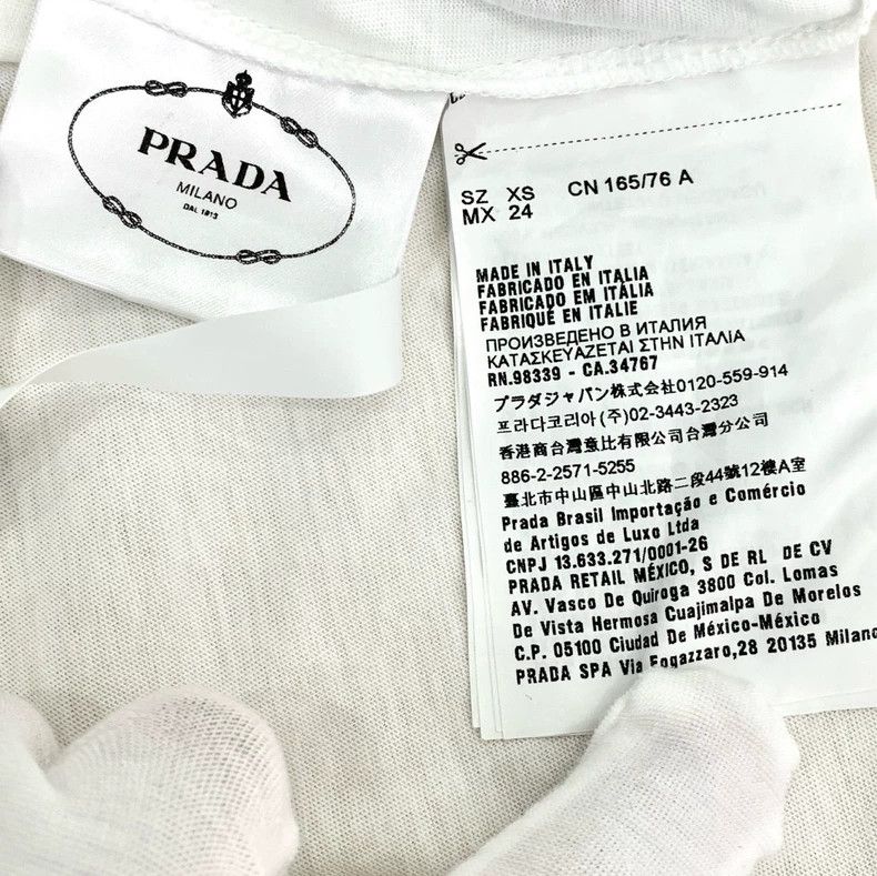 Prada Prada Nail bead embroidery design round-neck white short-sl Size US XS / EU 42 / 0 - 7 Thumbnail