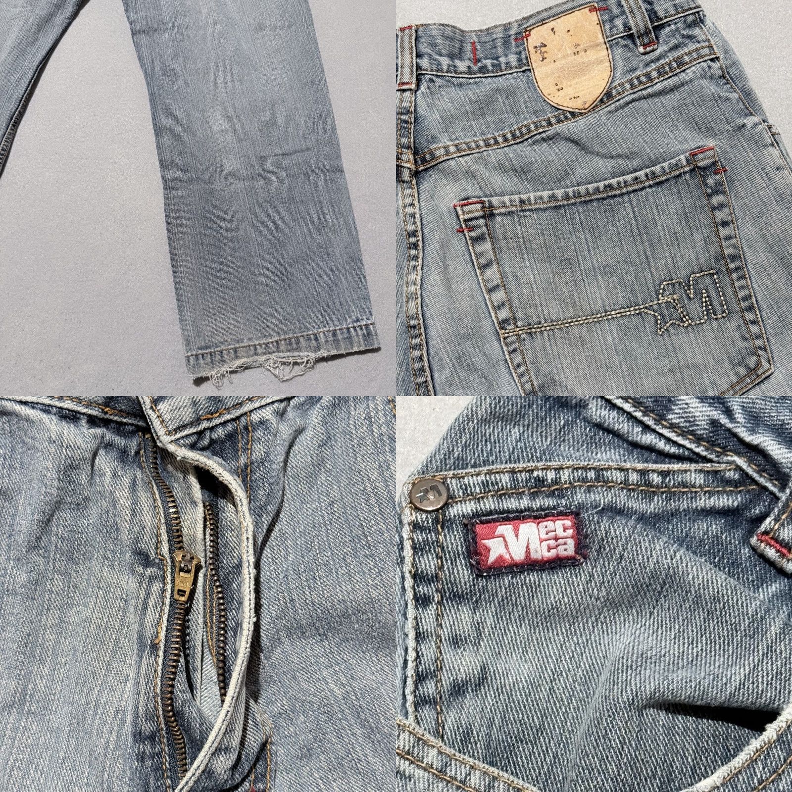 Vintage Mecca Jeans Blue Denim Mid Rise Relaxed Straight Zip Fly Y2K 34x28 Men Jeans Distressed 5-Pocket Denim Zip Closure Vintage No Size US 34 / EU 50 - 8 Thumbnail
