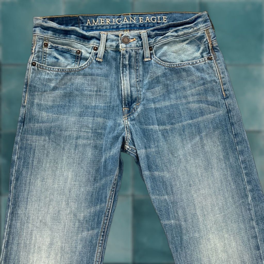 American Eagle Outfitters American Eagle Jeans Mens 31x32 Relaxed Straight Denim Blue 5-Pocket Grunge Rock Southwestern Style Jeans Mens Size US 31 - 1 Thumbnail