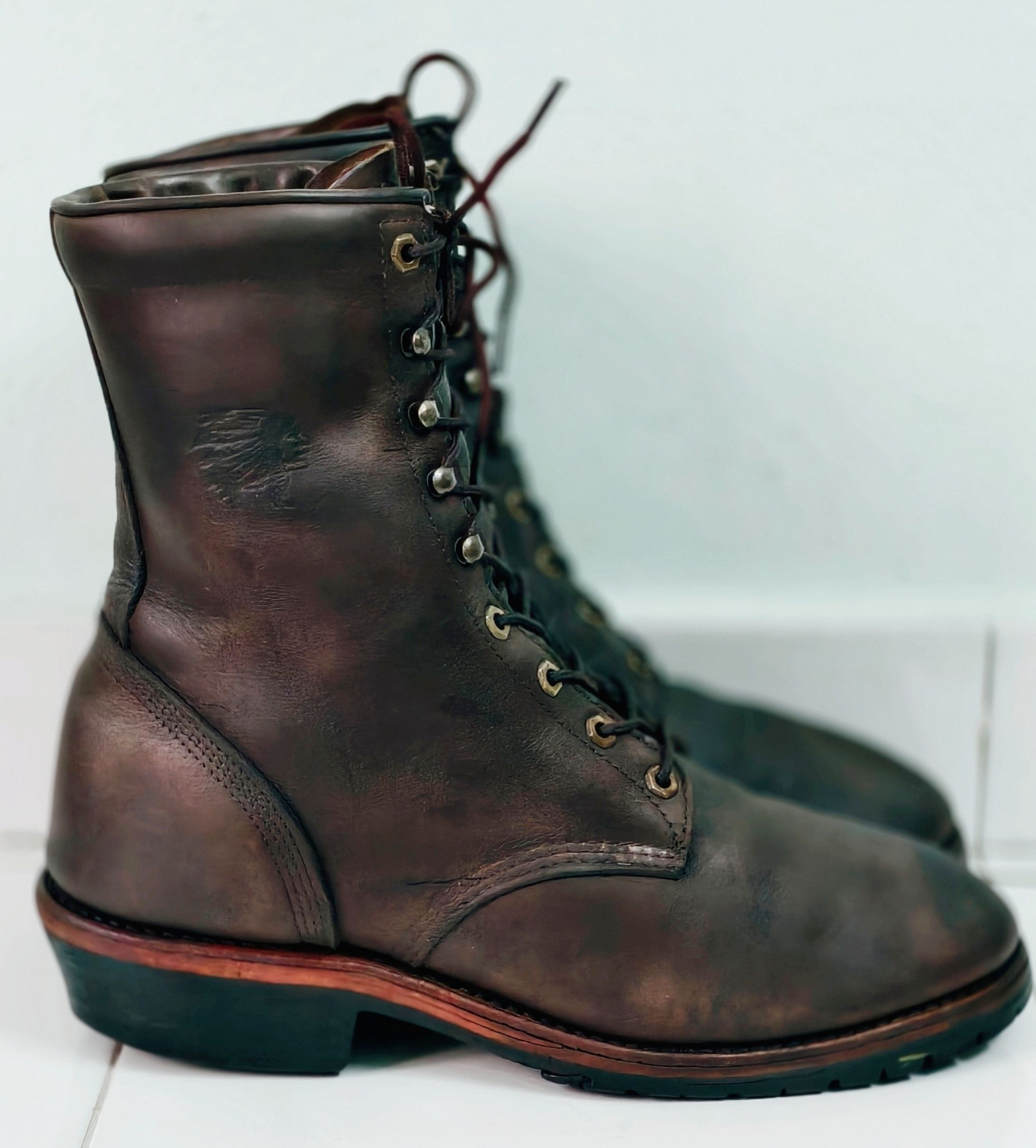 Chippewa CHIPPEWA 20090 Logger Boots Men's Brown Leather Vibram Sole Size US 12 / EU 45 - 2 Thumbnail