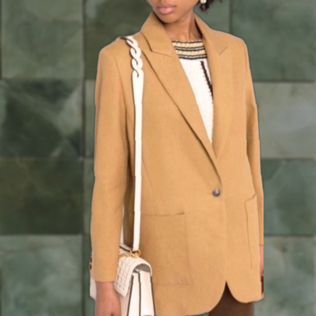 ba&sh ba&sh Jaiko Peak Lapel Linen-Blend Lady Jacket Blazer Camel US Sz 2 luxury Size XS / US 0-2 / IT 36-38 - 1 Thumbnail