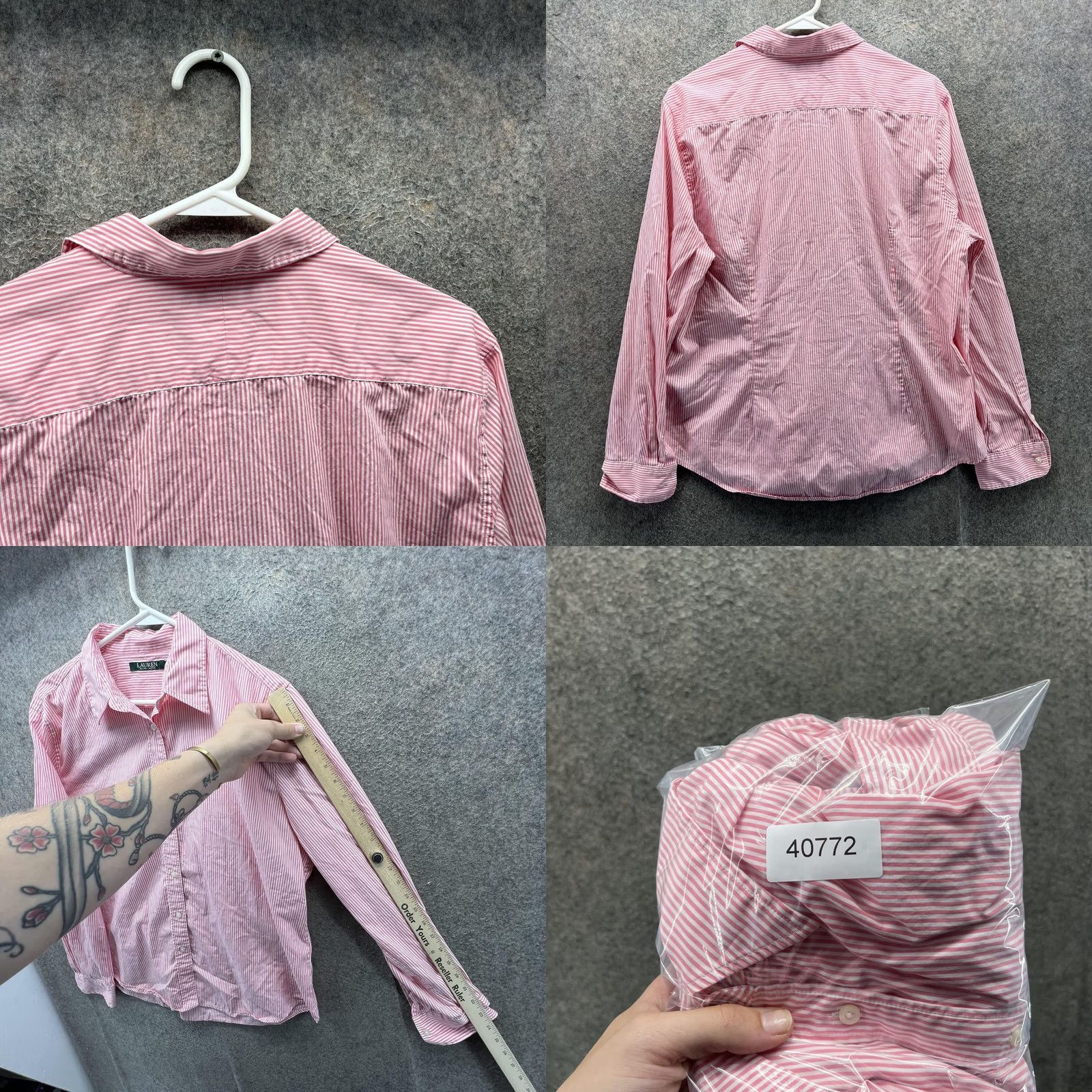 Ralph Lauren Lauren Ralph Lauren Shirt Womens XL Pink Stripe Button Front Long Sleeve Top Size XL / US 12-14 / IT 48-50 - 8 Thumbnail