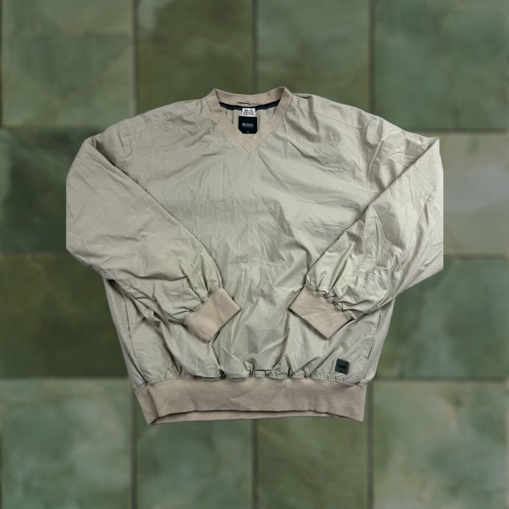 Hugo Boss BOSS Hugo Golf Jacket Mens Beige Pullover Windbreaker Lightweight V Neck Read Size US XL / EU 56 / 4 - 1 Thumbnail