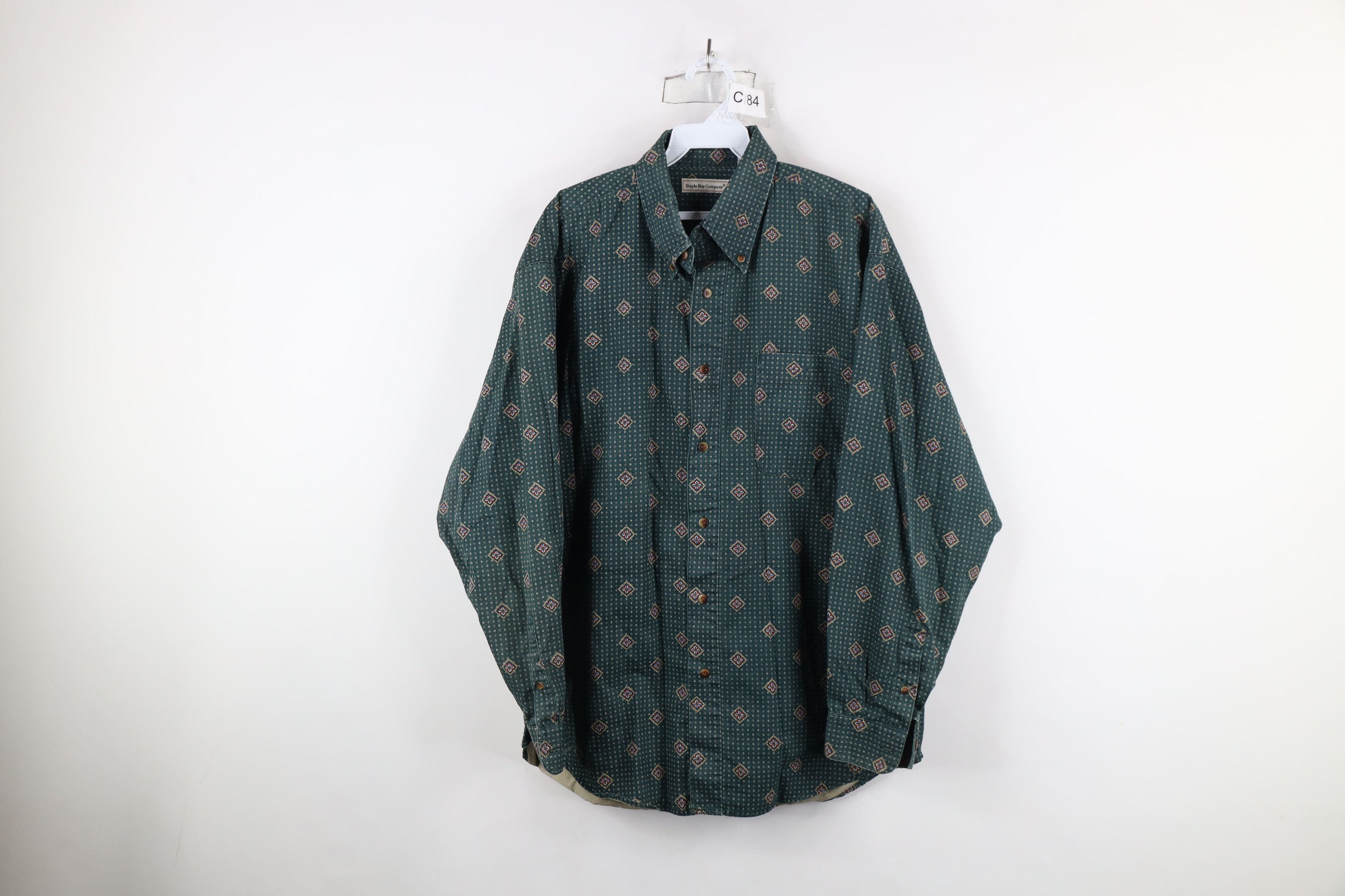 Vintage Vintage 90s Streetwear Geometric Diamond Button Down Shirt Size US L / EU 52-54 / 3 - 1 Thumbnail