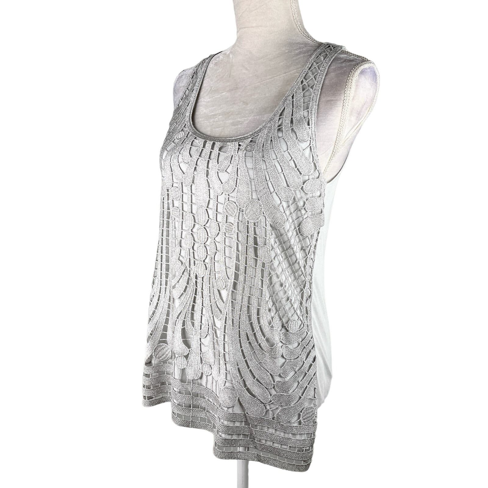Express Express Womens Top Tank Blouse Crochet Gray Silver M New Size M / US 6-8 / IT 42-44 - 10 Thumbnail