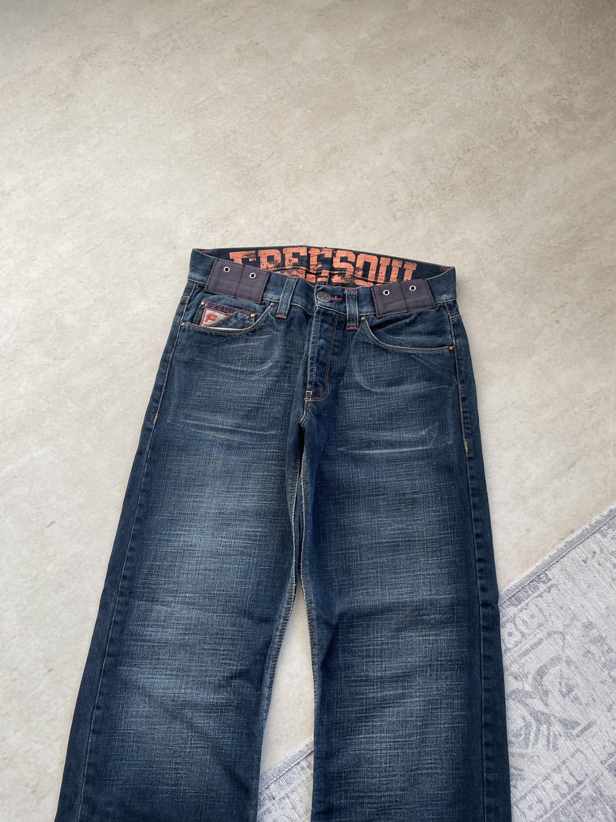 Vintage Avant Garde Wide Flared Slim Zipper Washed Denim Jeans y2k Size US 32 / EU 48 - 2 Thumbnail