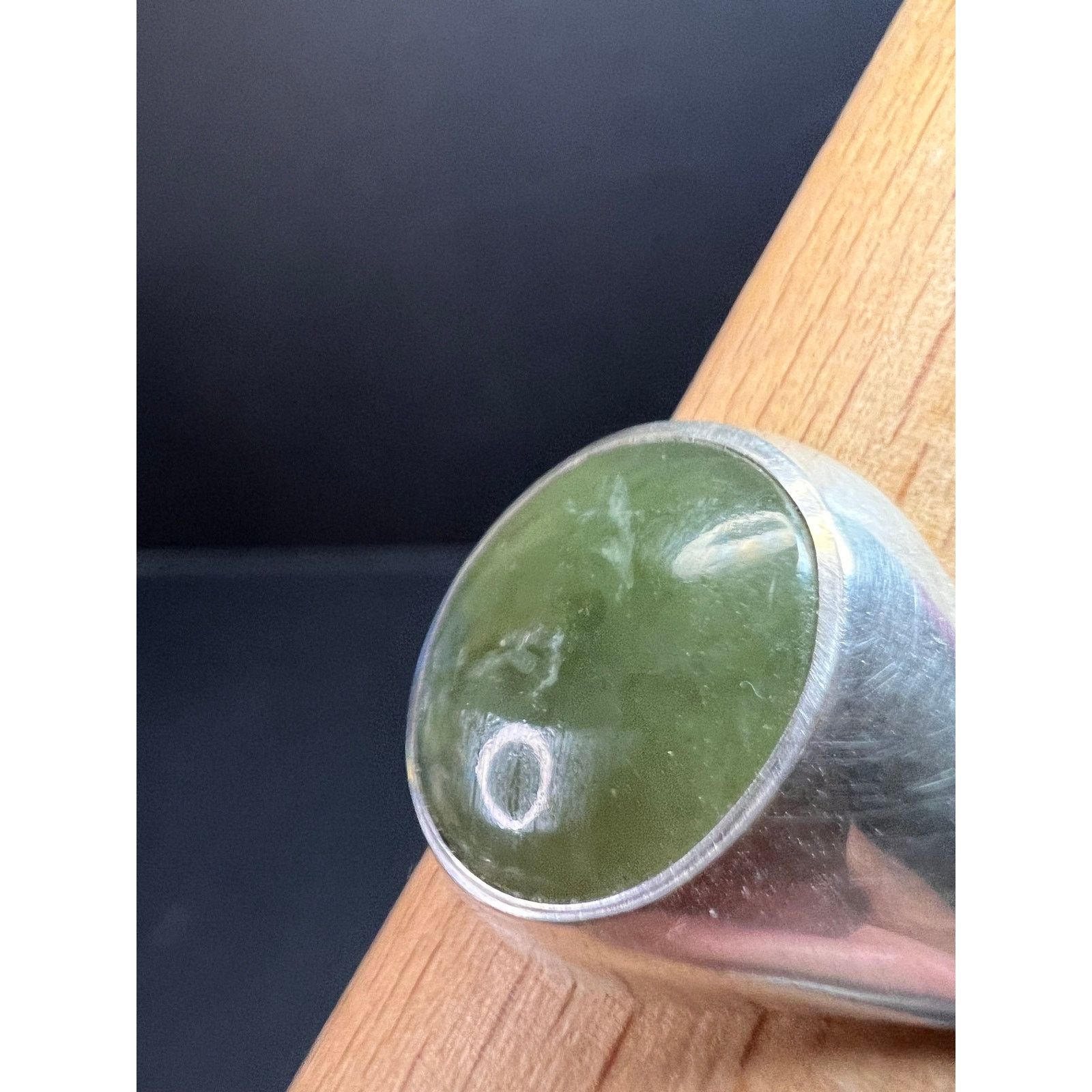 Other Vintage nephrite Jade sterling silver ring size 11 Size ONE SIZE - 3 Thumbnail