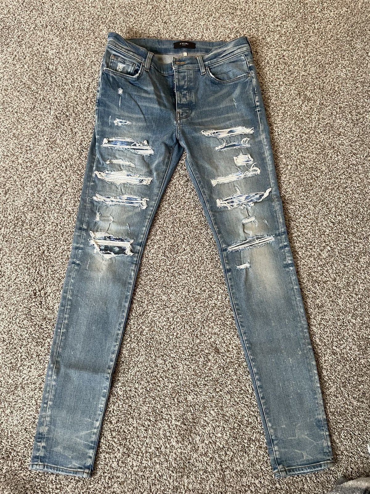 【AMIRI】TIE DYE BANDANA THRASHER JEAN Amiri Men's Tie-Dye Bandana Thrasher Jeans - Bergdorf Goodman