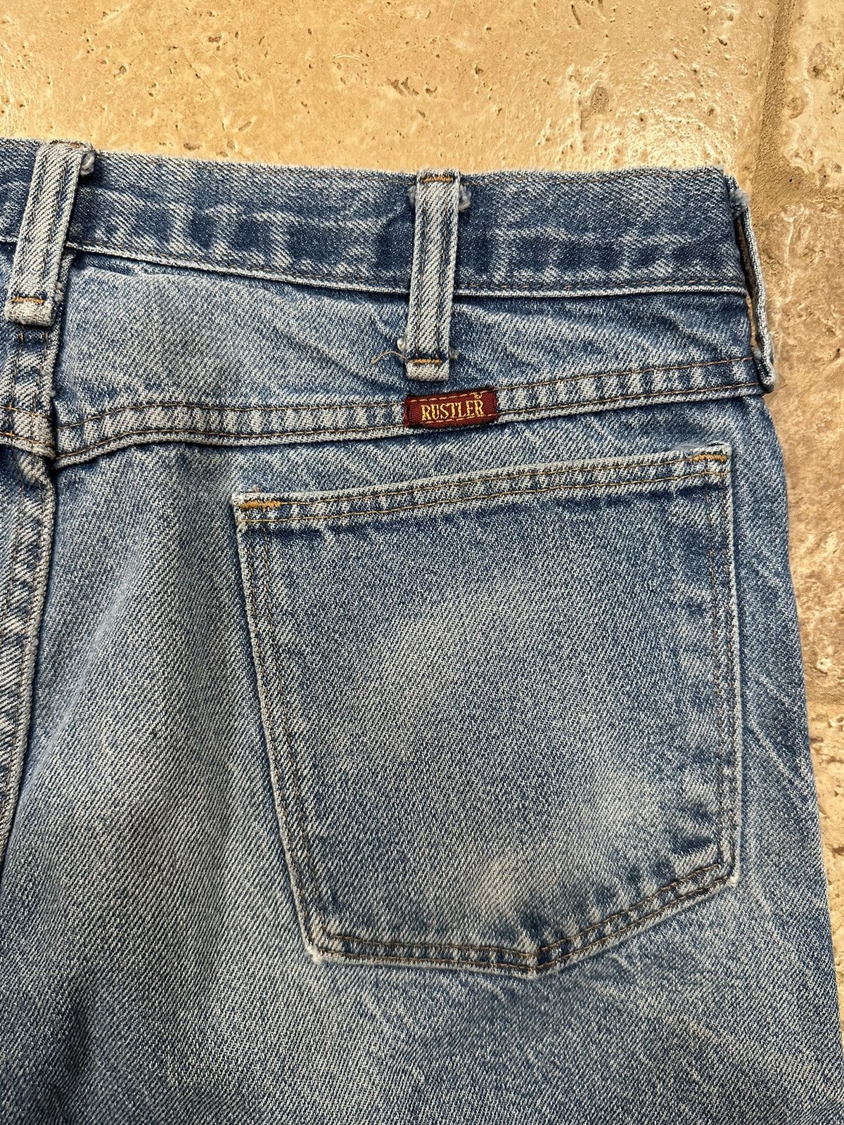 Rustler × Vintage Vintage Rustler Blue Stone Wash Knee Blowout Denim Jeans Size US 32 / EU 48 - 10 Thumbnail