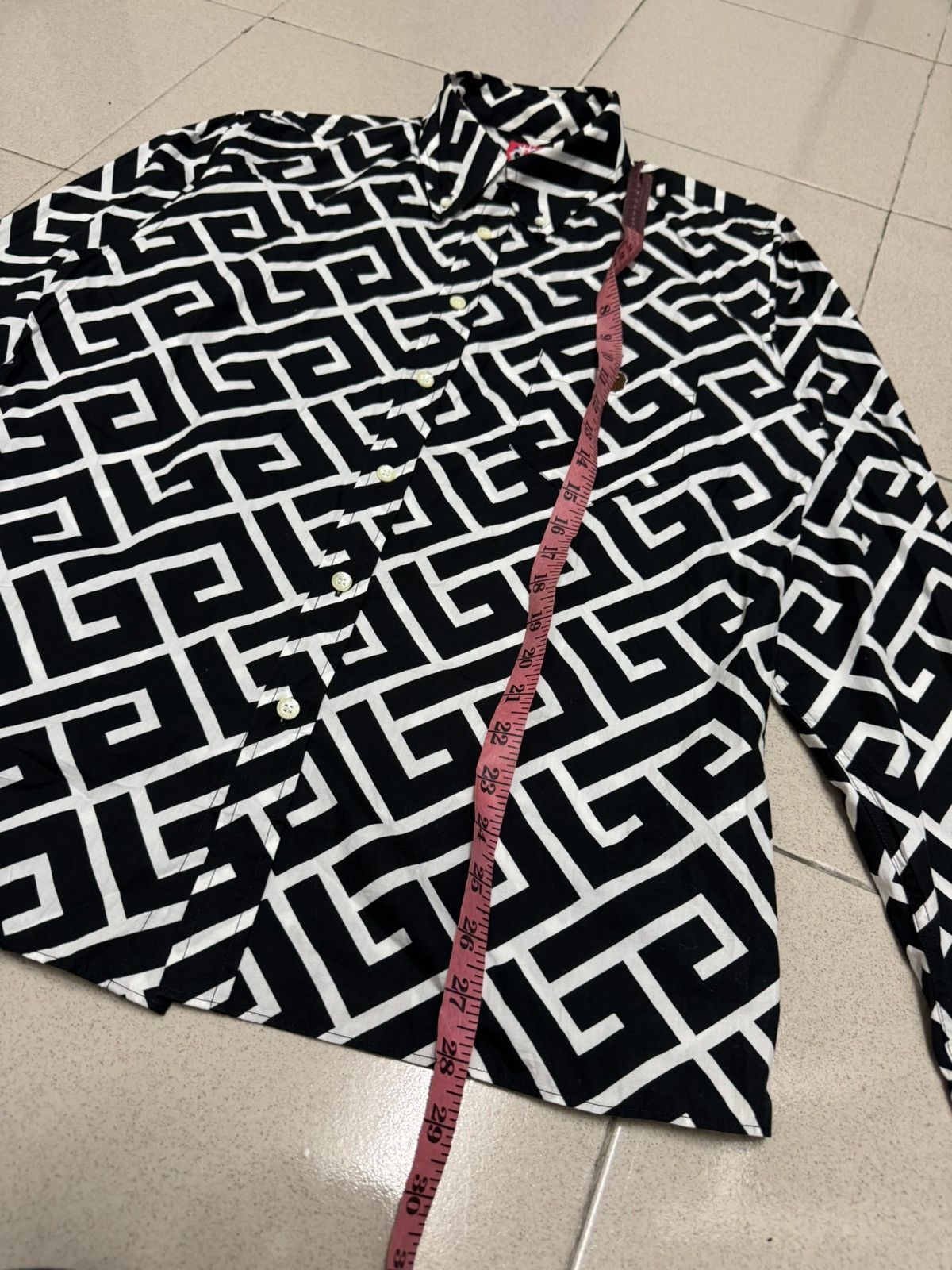 A BATHING APE FULL MONOGRAM LOGO BUTTON UP SHIRT