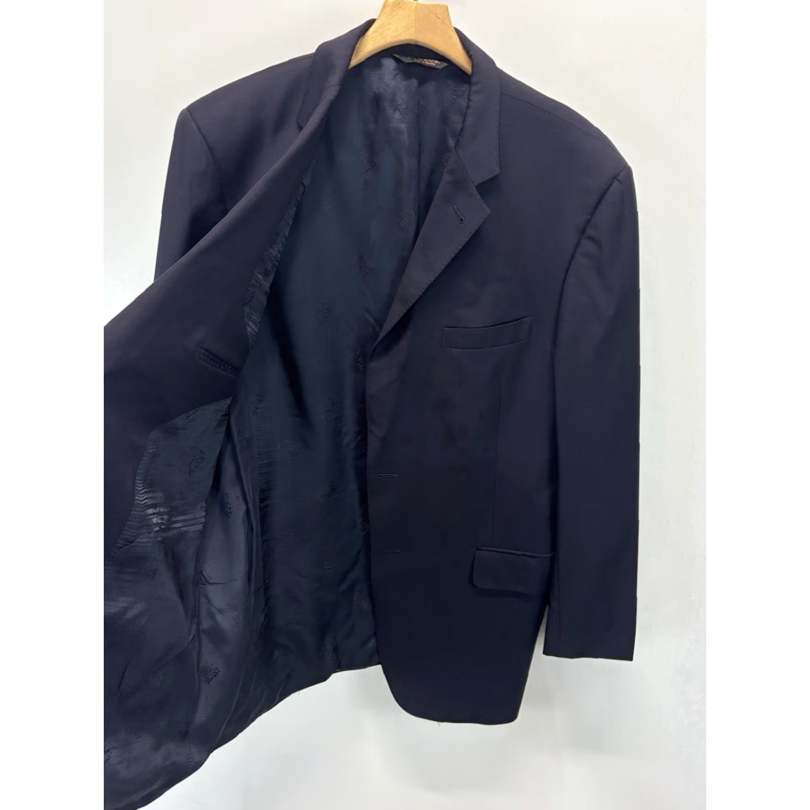 Jos. A. Bank VINTAGE Jos A Bank Signature Gold Wool Blazer Sport Coat Men 44R Navy Solid Business Party Classic Two-Button Size 44R - 5 Thumbnail
