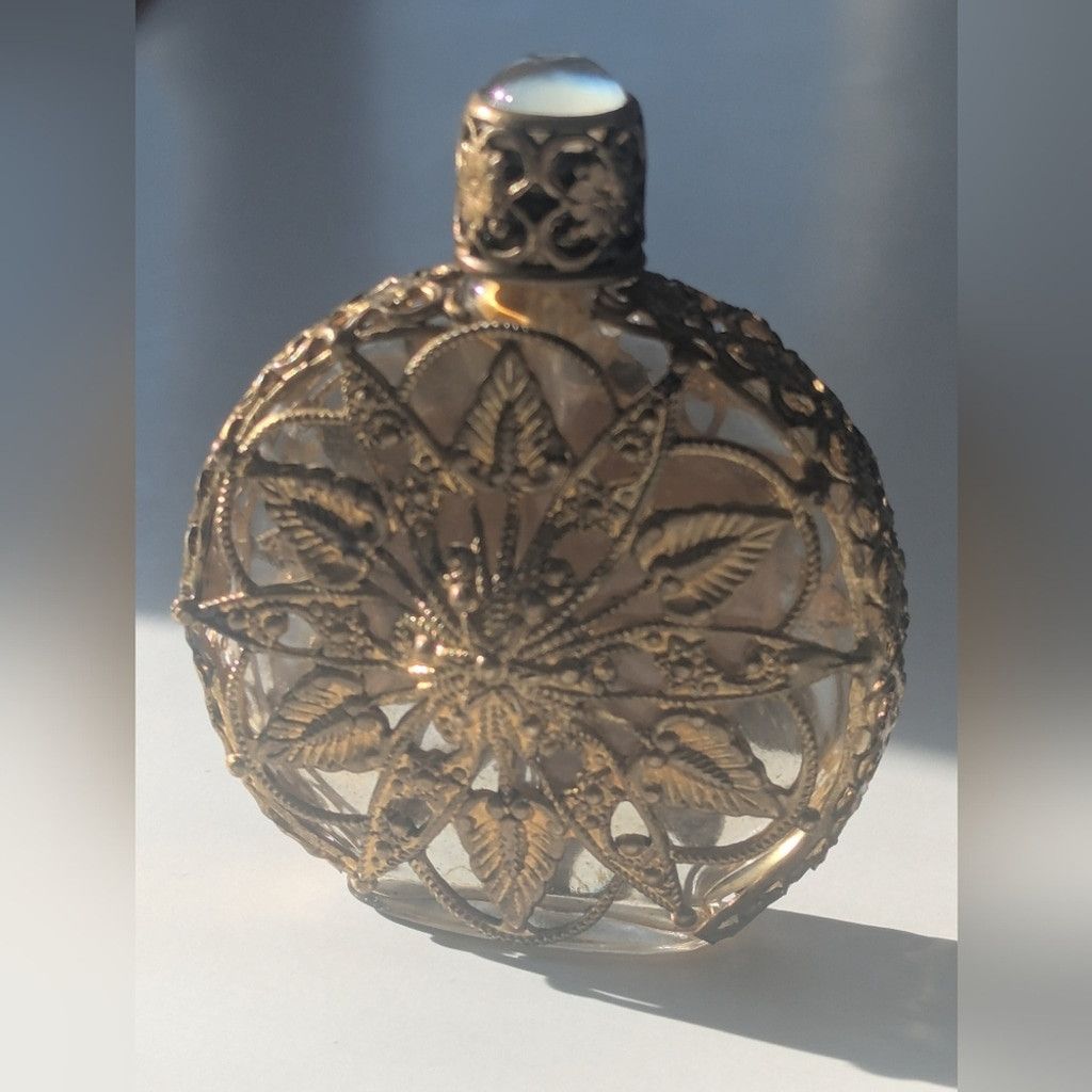 Other Vintage Austrian Brass Filigree Perfume Bottle Needle Point Size ONE SIZE - 4 Thumbnail