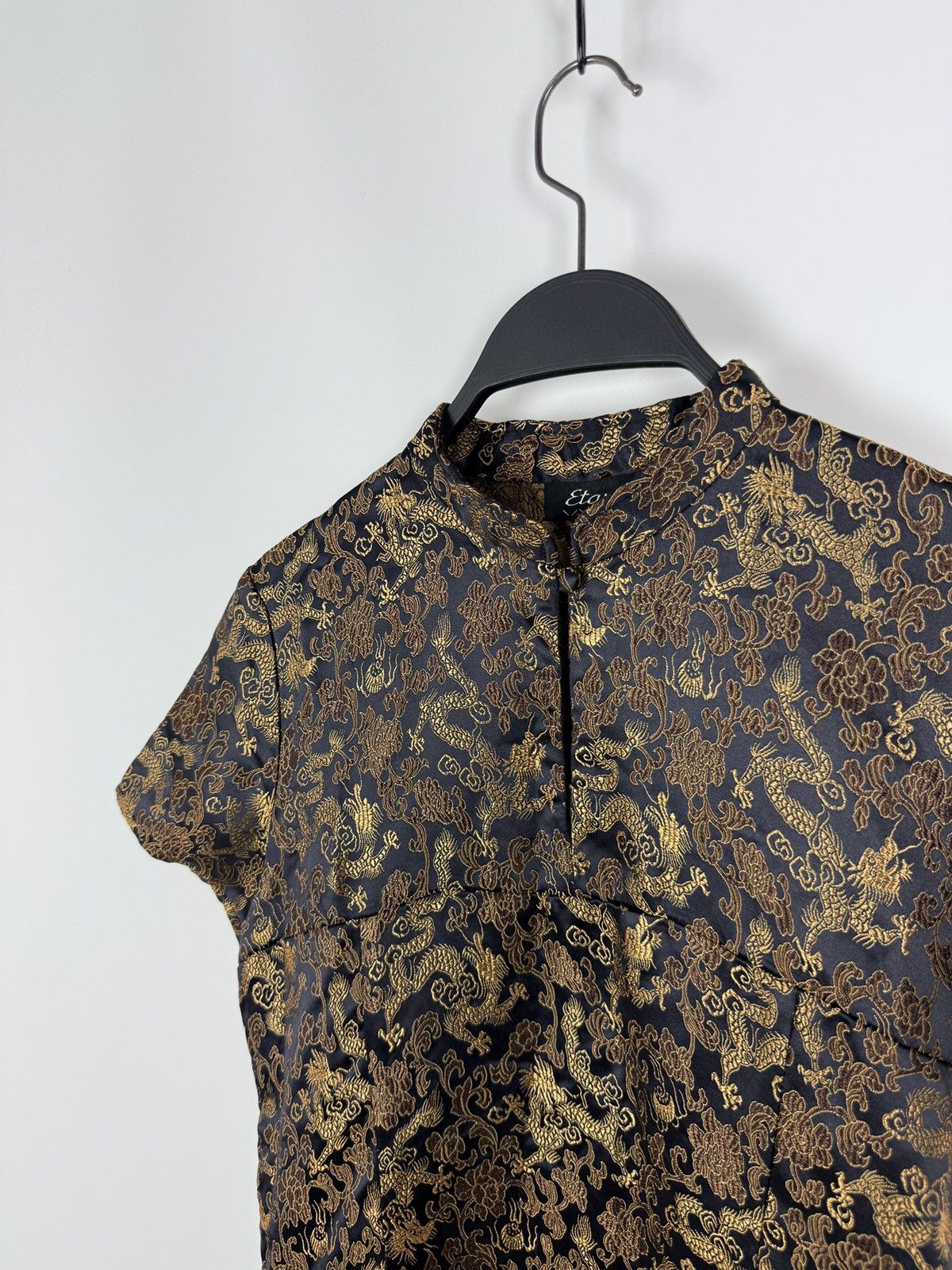 Vintage Y2K Vintage Etam Gold Dragon Jacquard Asian Cheongsam Top Size XS / US 0-2 / IT 36-38 - 2 Thumbnail