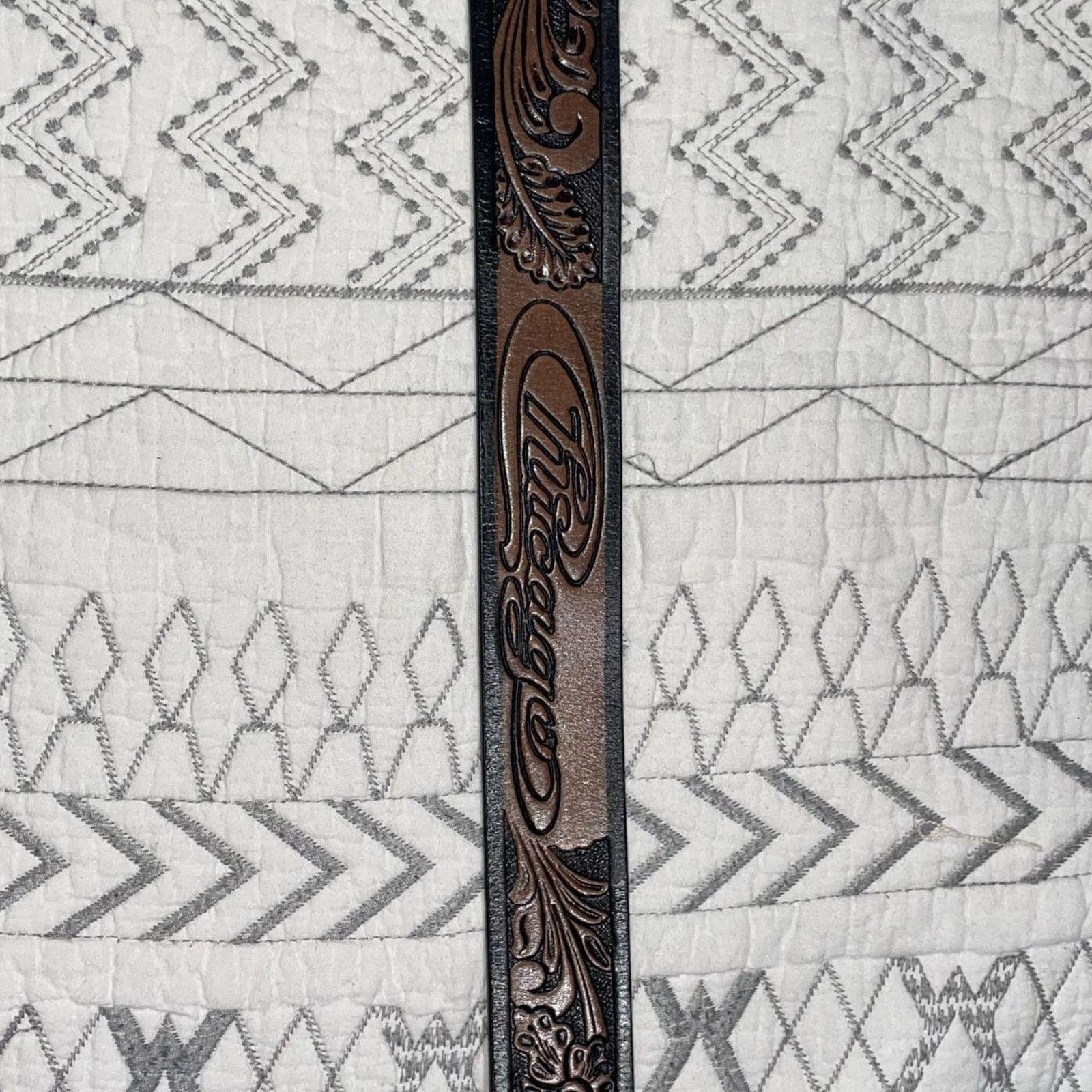 Other Western style Hand Tooled Leather Belt Size ONE SIZE - 2 Thumbnail