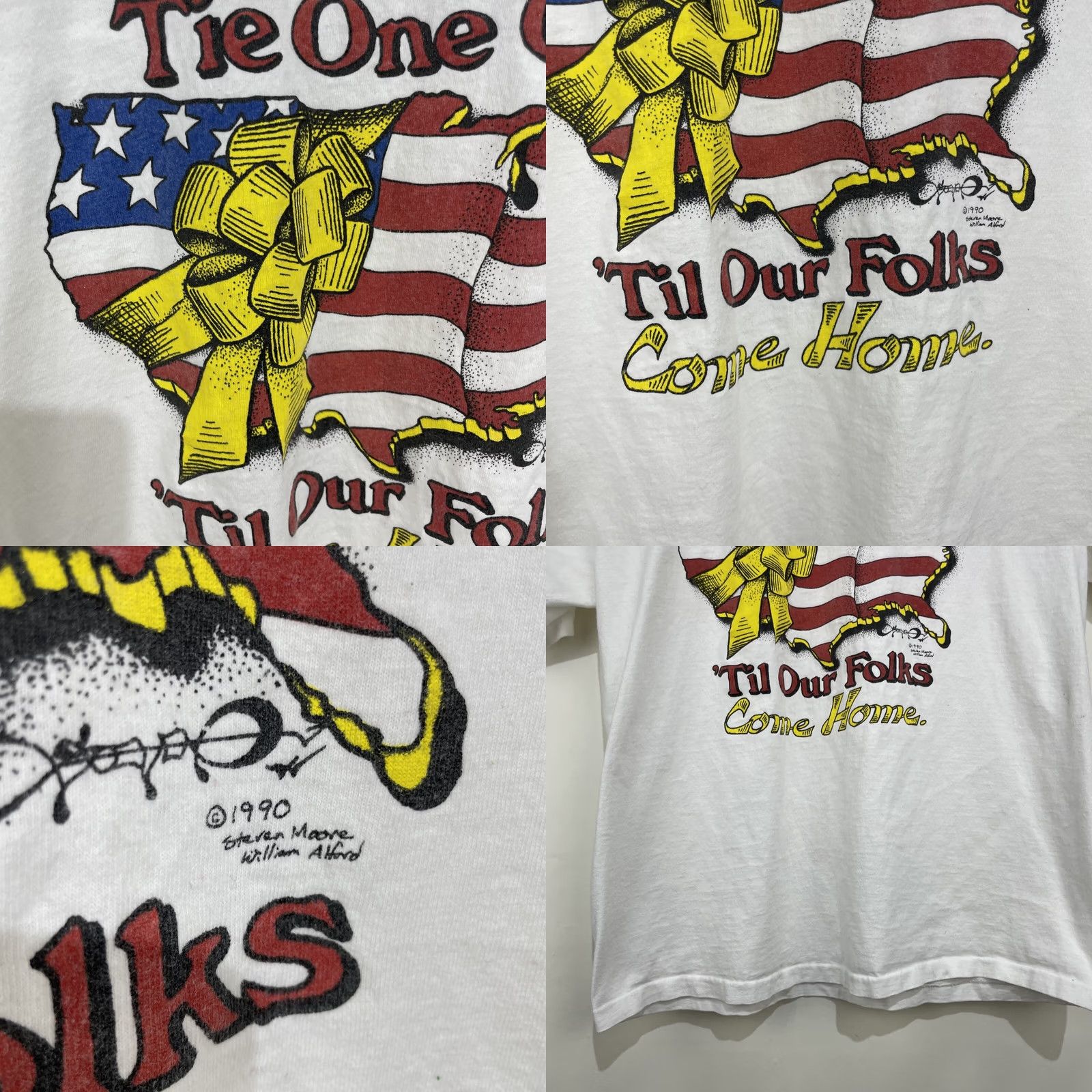 Vintage VINTAGE Desert Storm T Shirt 90s Center Cut White Cotton XL USA Military Logo 1990s Mens Short Sleeve Crew Neck Graphic Print Storm Size US XL / EU 56 / 4 - 8 Thumbnail