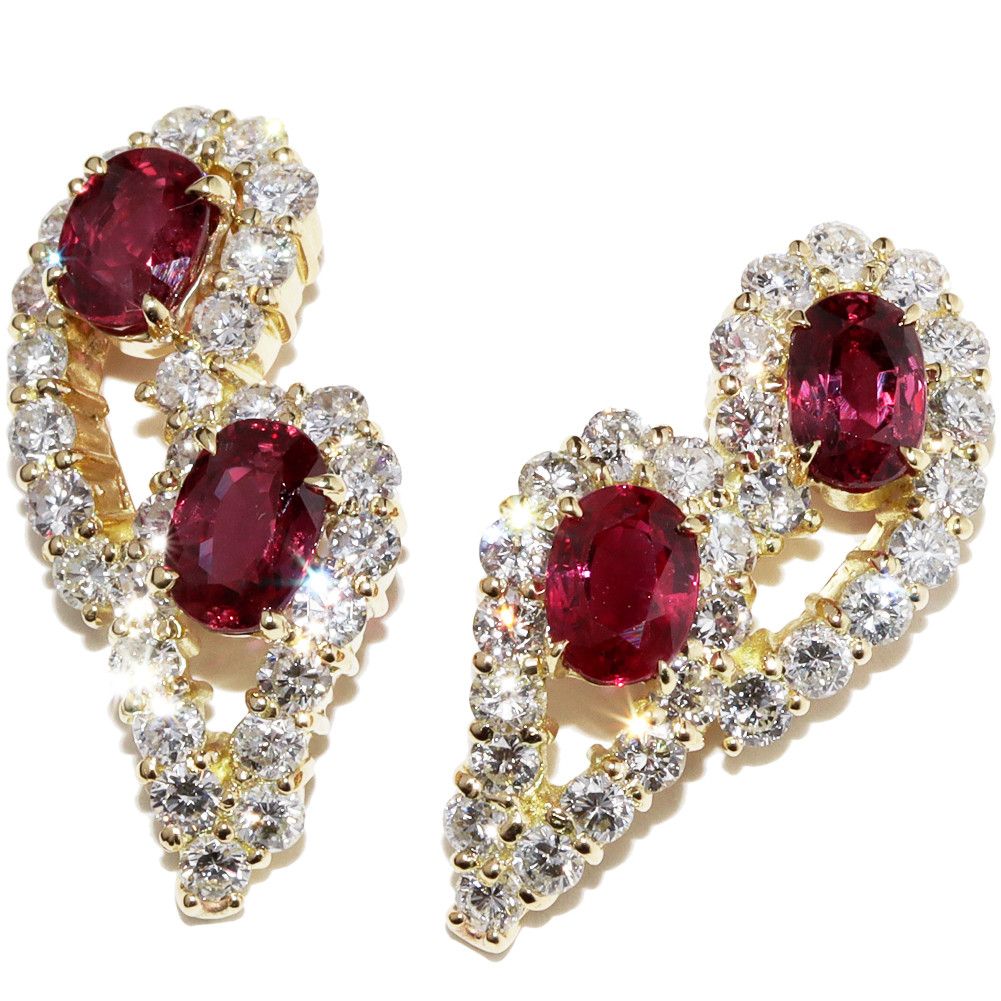 Other Other K18YG Ruby 2.60ct Diamond 1.86ct Earrings Metal Earrings 2303223 in Great Condition Size ONE SIZE - 1 Thumbnail