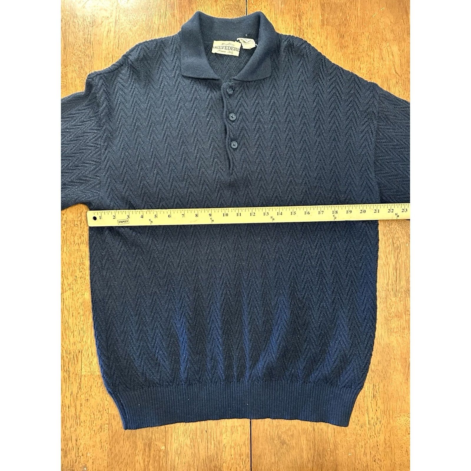 Vintage VINTAGE Belvedere Merino Wool Henley Sweater Large Florence Italy Blue Wool Men's Pullover V-Neck Long Sleeve Classic All Seasons Swing Golf Walking Size US L / EU 52-54 / 3 - 4 Thumbnail