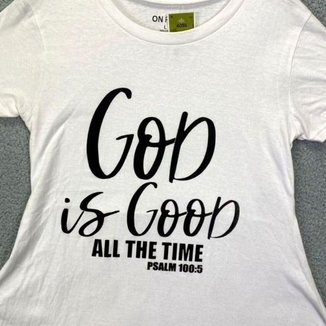 Vintage Shirt Womens L White God Good All The Time Women Cotton Tee Ladies Fire NEW Size L / US 10 / IT 46 - 2 Thumbnail