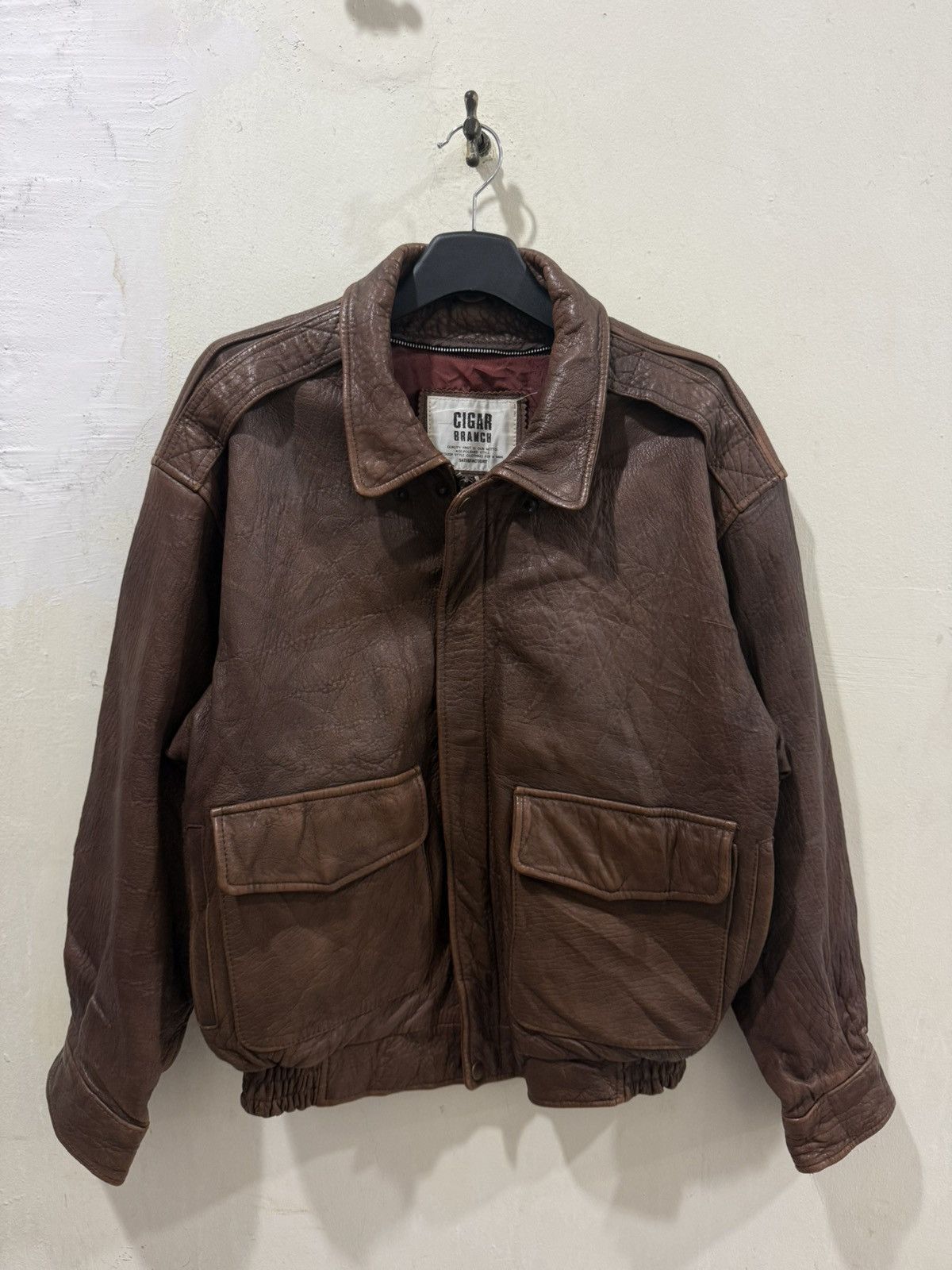 Vintage VTG Cigar Branch Aviator Leather Jacket Size US L / EU 52-54 / 3 - 3 Thumbnail