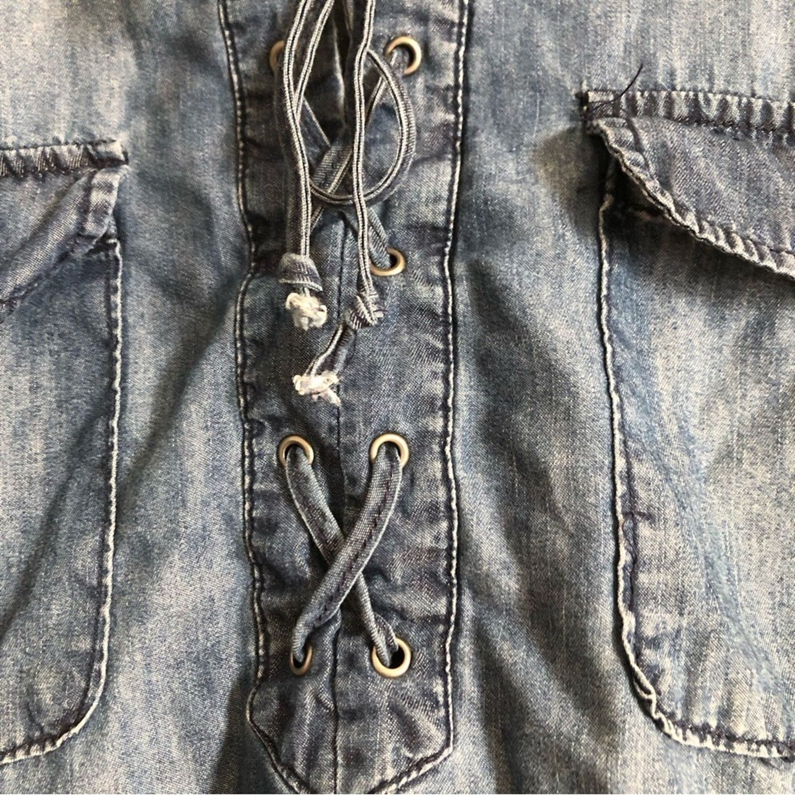 Nine West Nine West Jeans Chambray Soft Denim Cap Sleeves Blouse Top Size M / US 6-8 / IT 42-44 - 6 Thumbnail