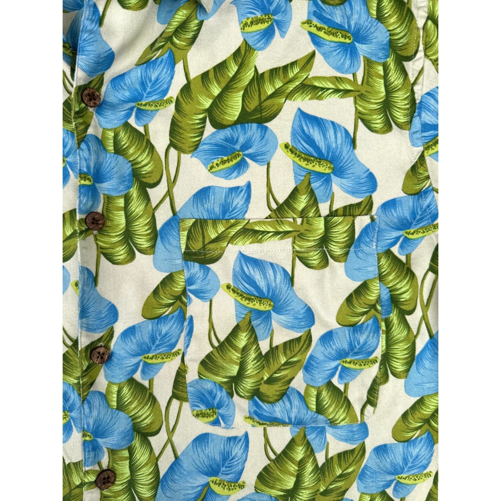 Tommy Bahama Jos A. Bank Shirt Men Medium Blue Green Leaf Floral 100% Silk Hawaiian Beach Size US M / EU 48-50 / 2 - 6 Thumbnail