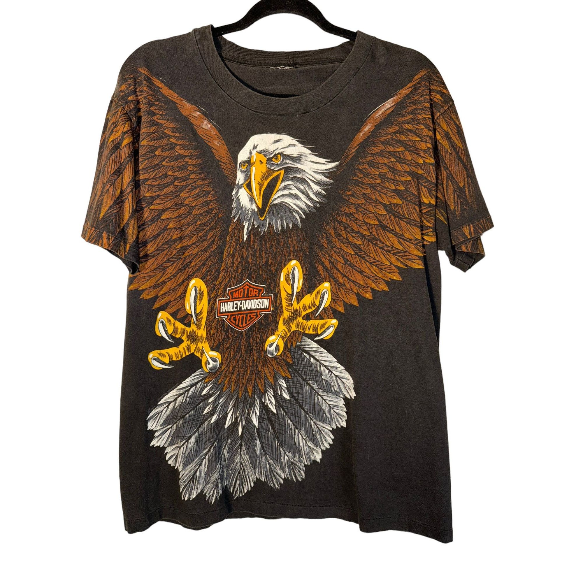 image of Harley Davidson Shirt Double Sided Aop Eagle 1990S in Black, Men's (Size Large)