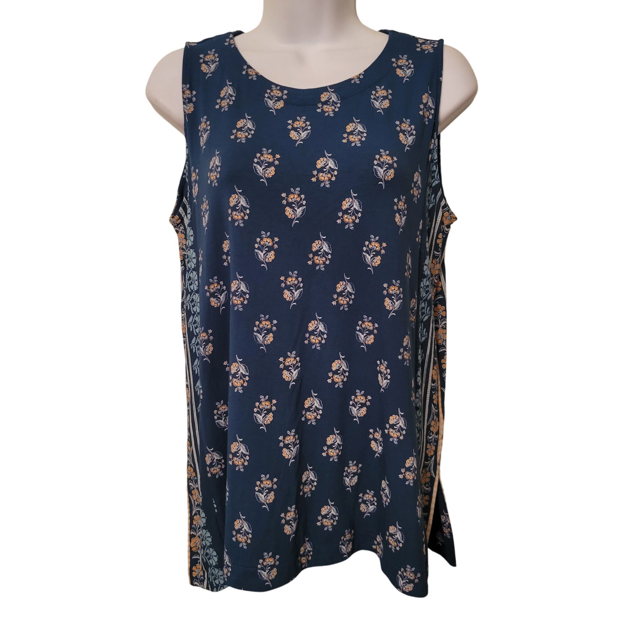 J. Jill J Jill Wearever Layering Tank Blue Yellow Floral Sleeveless Size M / US 6-8 / IT 42-44 - 2 Thumbnail