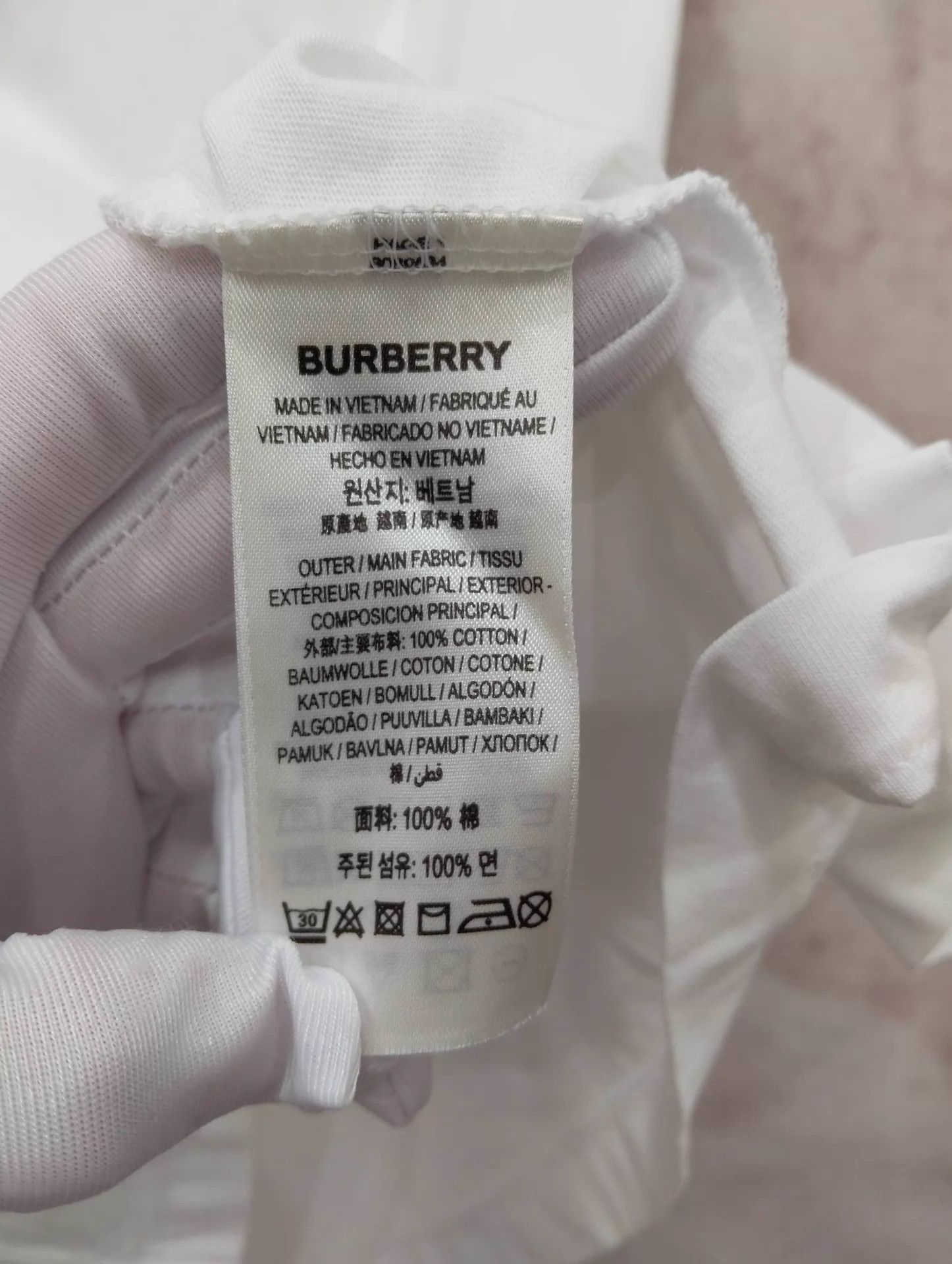 Burberry Burberry White Embroidered B Logo Crewneck T-Shirt M Size US M / EU 48-50 / 2 - 5 Thumbnail