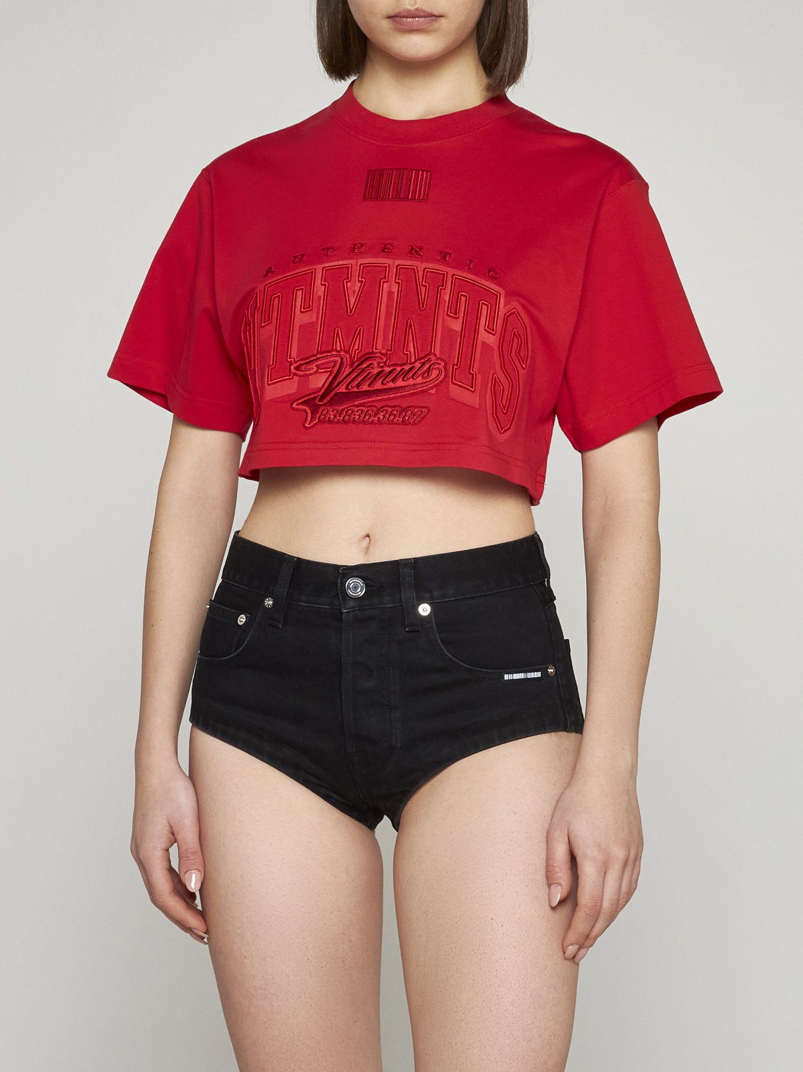 Vetements VTMNTS Red Embroidered College Logo Crop Top Size XS / US 0-2 / IT 36-38 - 2 Thumbnail