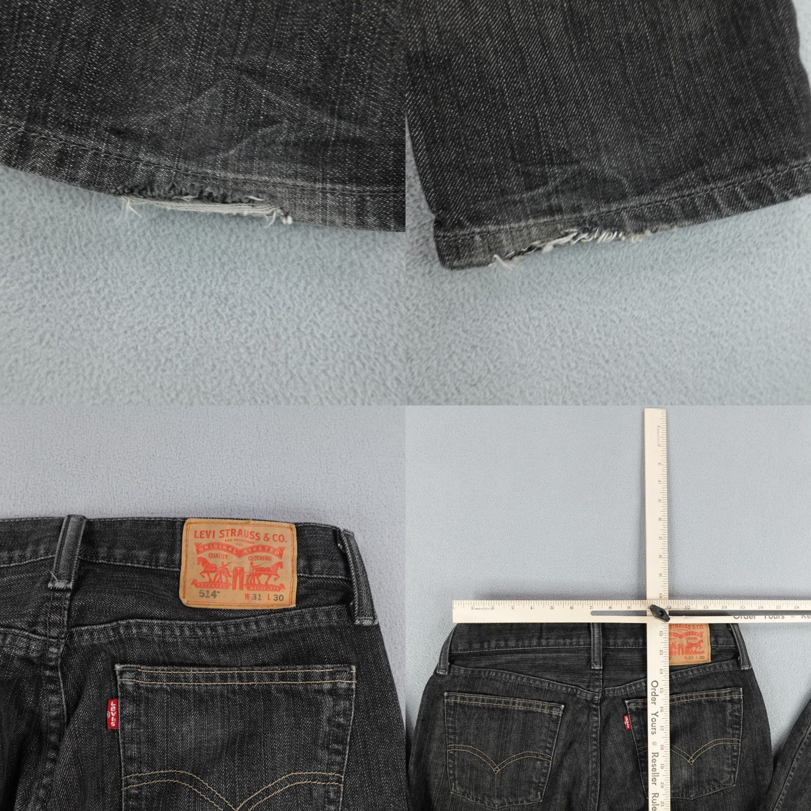 Levi's VINTAGE Levi's Jeans Mens 514 Regular Fit Denim 31x30 Black - Straight Leg, Button-Fly, 90s Style Men’s Pants Size US 30 / EU 46 - 8 Thumbnail