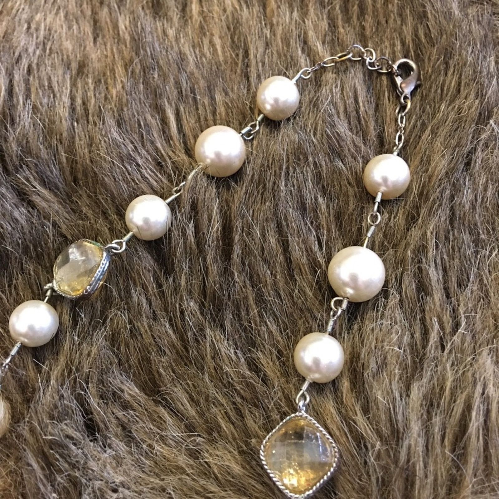 Vintage Vintage faceted stone and pearl linked necklace Size ONE SIZE - 9 Thumbnail