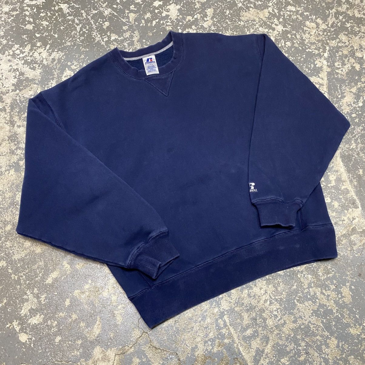 Russell Athletic × Vintage Vintage Russell Athletic Navy Blank Boxy Crewneck Hoodie Size US L / EU 52-54 / 3 - 8 Thumbnail