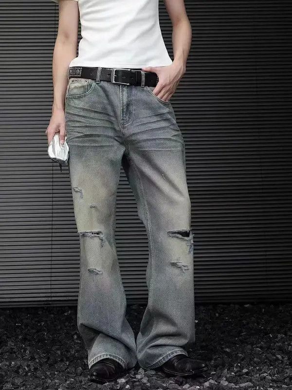 Japanese Brand VIBE vintage washed ripped bootcut baggy jeans Size US 31 - 2 Thumbnail