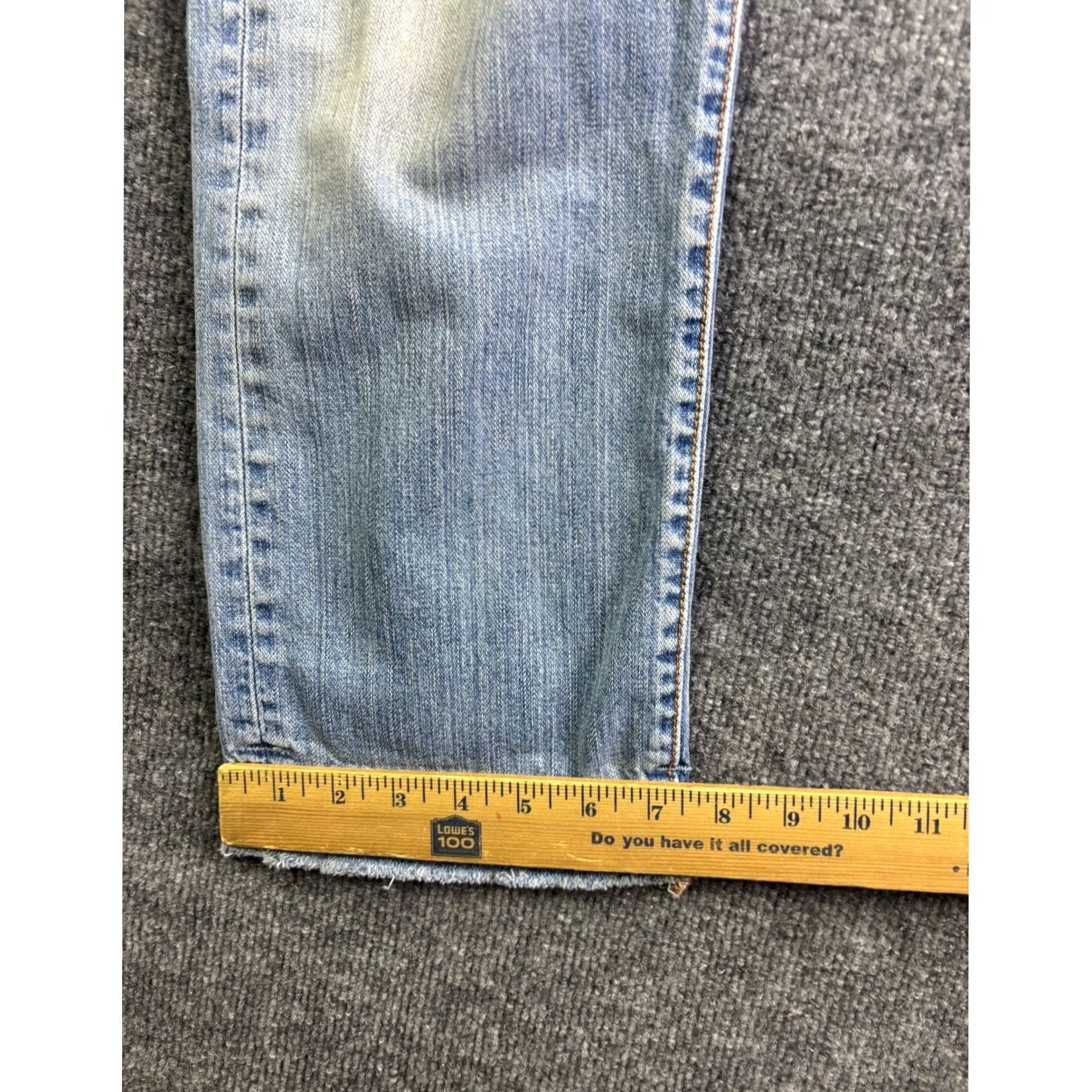 Levi's Levi's 501 Jeans Mens 29x27 Light Wash Distressed Raw Hem Button Fly Straight Denim Vintage Western Mid Rise Carry Pocket Pants Size US 29 - 7 Thumbnail