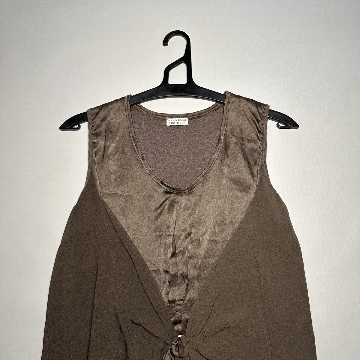 Brunello Cucinelli Brunello Cucinelli Women’s Brown Silk Sleeveless Top Size XL Size XL / US 12-14 / IT 48-50 - 4 Thumbnail