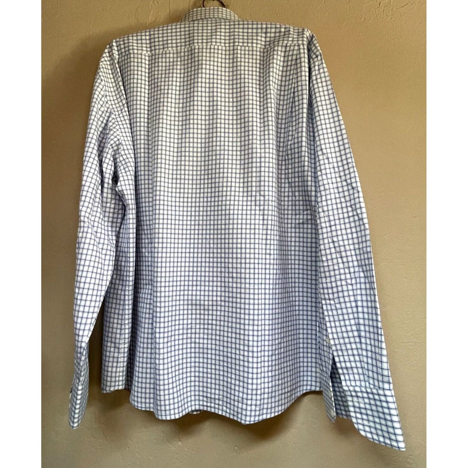 Faconnable Façonnable Shirt XL White Blue Grid Check Button-Up Long Sleeve Cotton Mens Size US XL / EU 56 / 4 - 2 Thumbnail