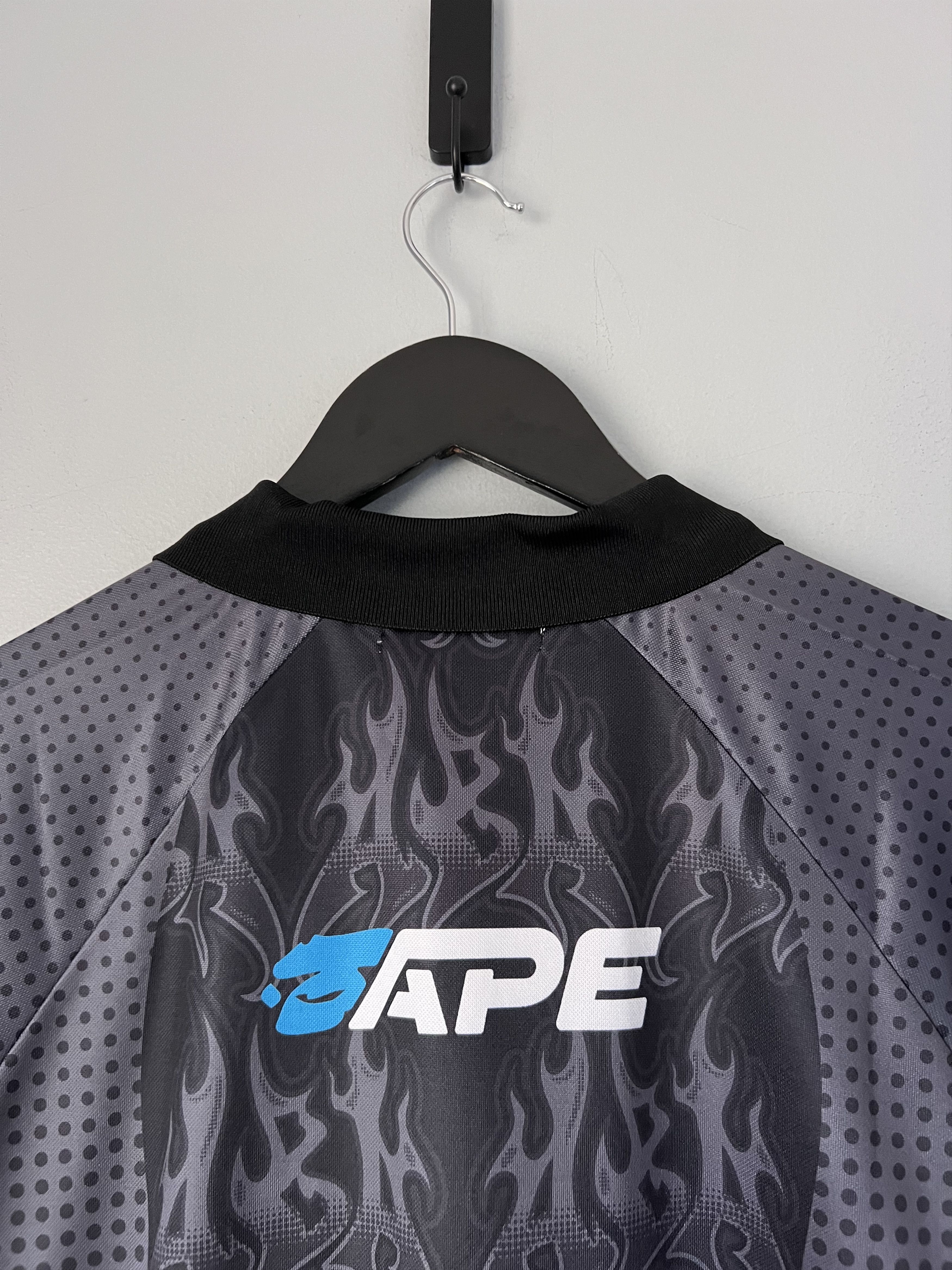 Bape Bape Flame Pattern Overall Half Zip Polo Jersey in Black Size US L / EU 52-54 / 3 - 7 Thumbnail