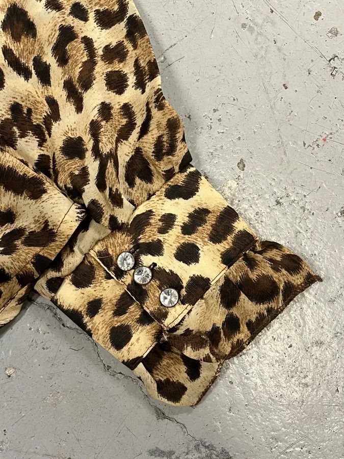 Roberto Cavalli 2000s Cavalli Leopard Print Chic Shirt Size XS / US 0-2 / IT 36-38 - 9 Thumbnail