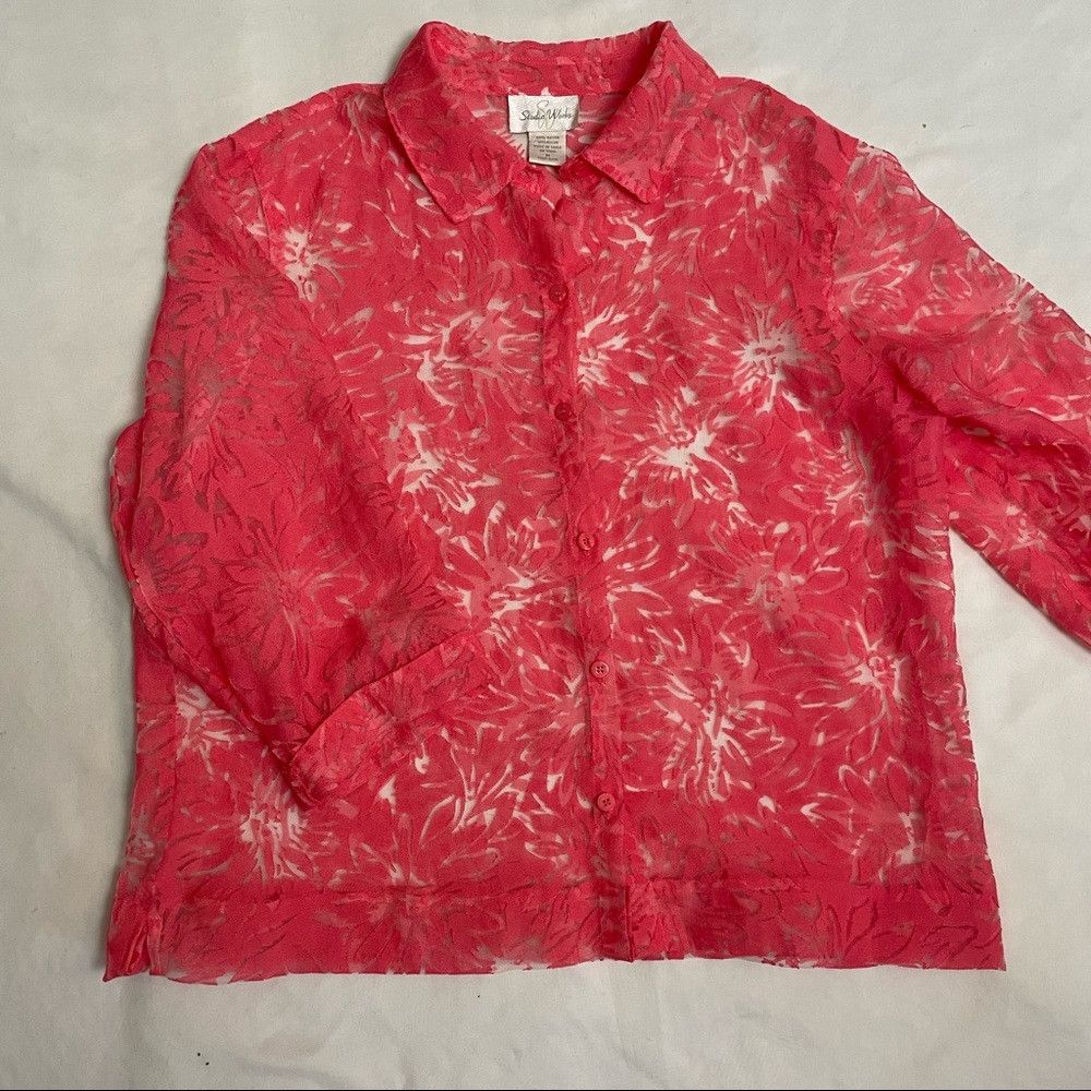 Other Studio Works Coral Floral Rayon Blouse Size M Size M / US 6-8 / IT 42-44 - 6 Thumbnail