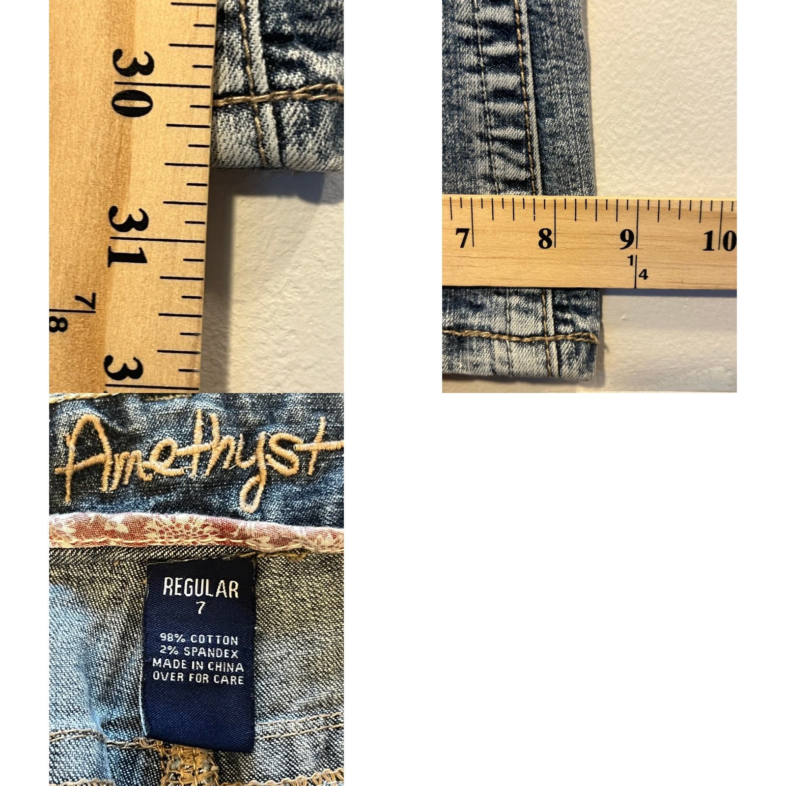 Denime Amethyst Jeans Womens 7 Blue Denim Straight Leg Slim Medium Wash Stretch Casual Size 24" / US 00 / IT 34 - 8 Thumbnail