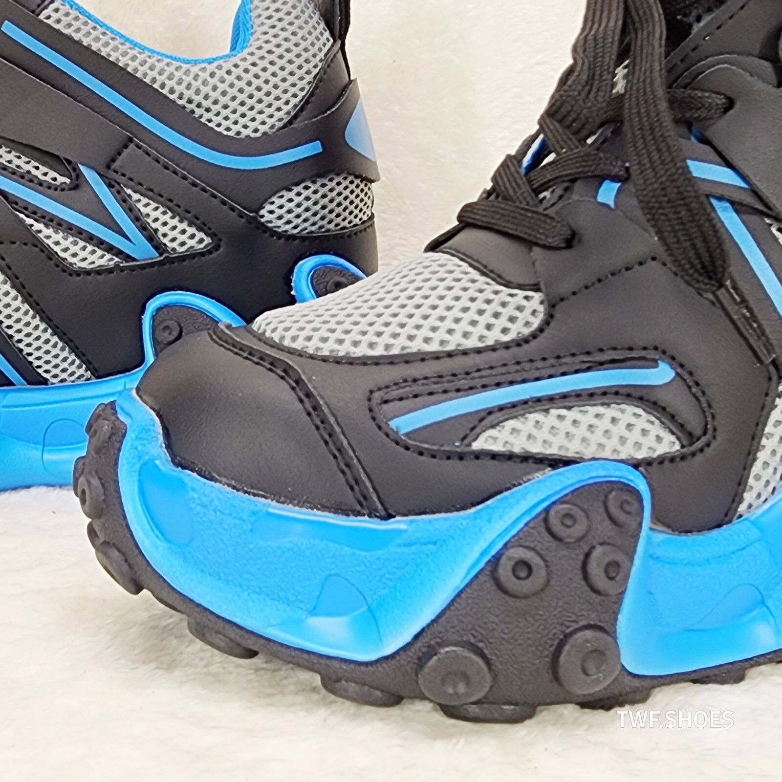 Other Anthony Wang Alien Black & Blue Hidden Wedge Platform Sneake Size US 8.5 / IT 38.5 - 8 Thumbnail