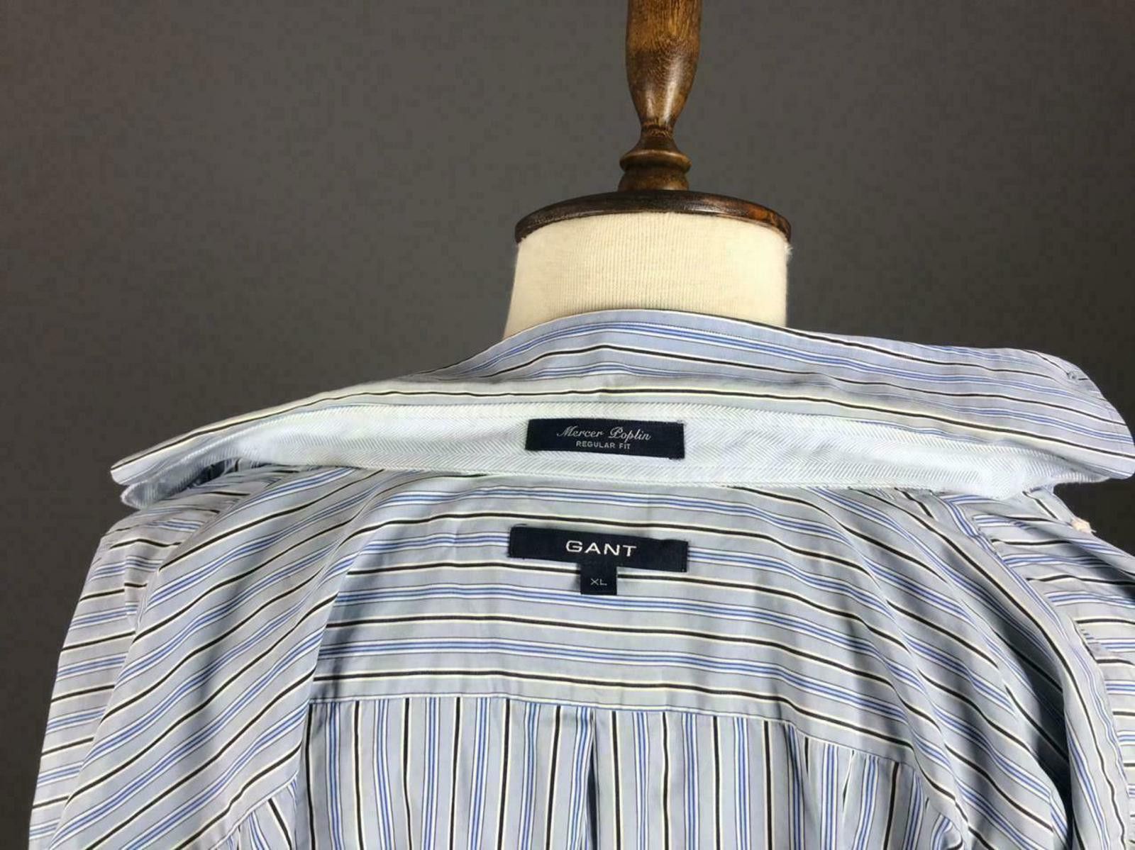 Gant Men Gant Mercer Poplin Blue Striped Oxford Shirt Size XL Size US XL / EU 56 / 4 - 9 Thumbnail
