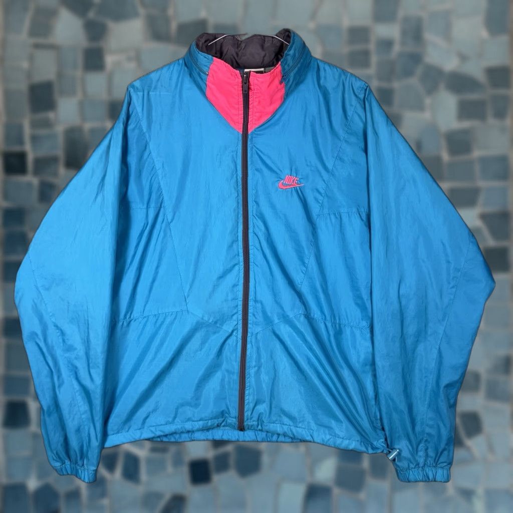 Nike VINTAGE Nike Windbreaker Mens M 80s Tag Full Zip Y2K 90s Nylon Retro Neon Disco Windbreaker Size US M / EU 48-50 / 2 - 1 Thumbnail