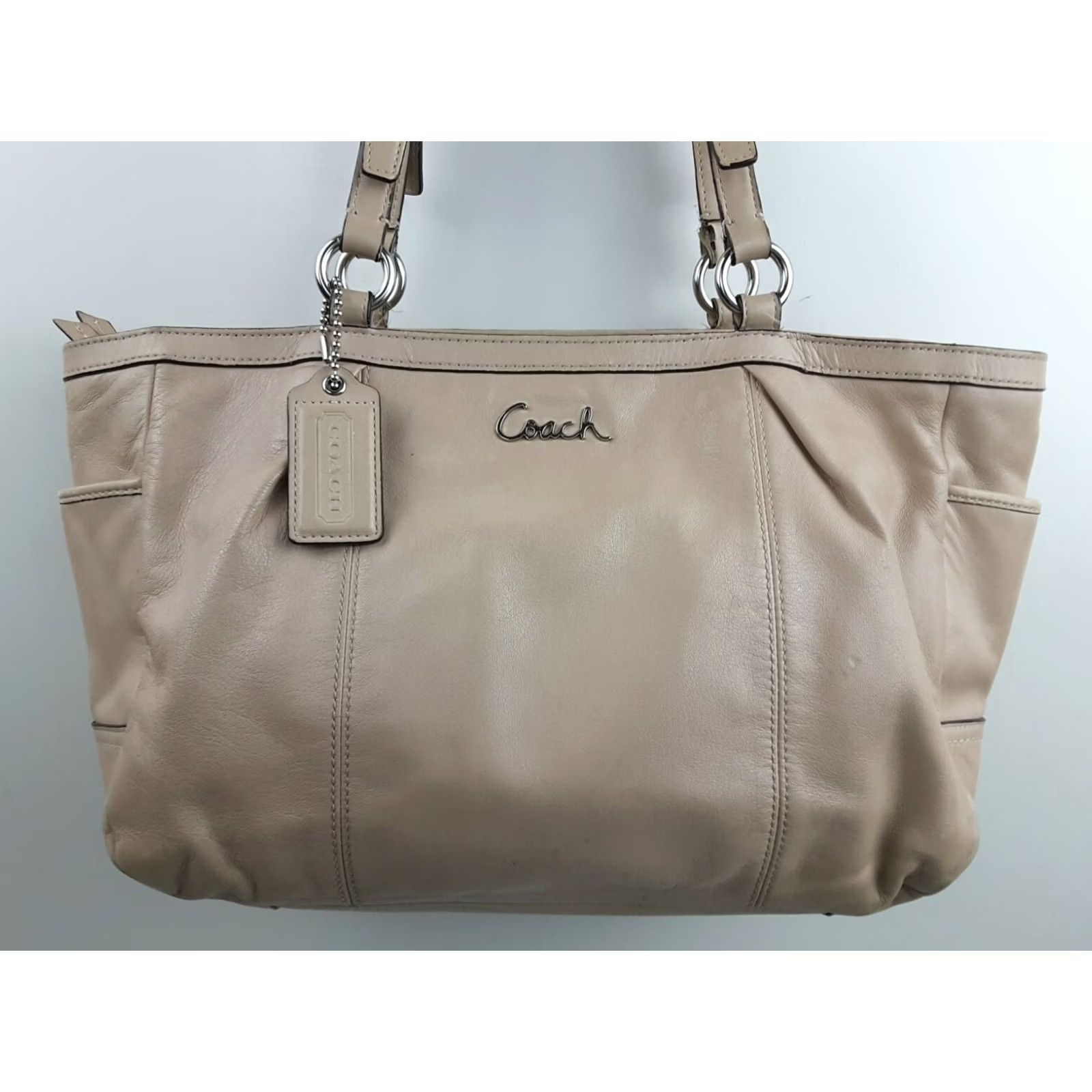 Coach VINTAGE Coach F17721 Gallery Leather Shoulder Handbag Tote Purse Beige Womens Medium XL? Size ONE SIZE - 4 Thumbnail