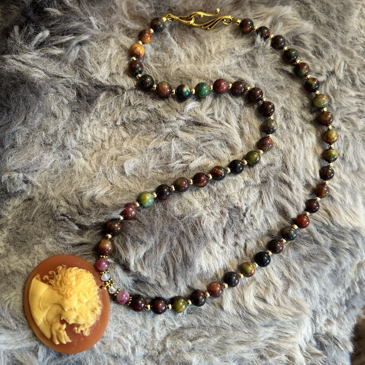 Handmade Handcrafted genuine blood stone elbaite vintage necklace Size ONE SIZE - 5 Thumbnail