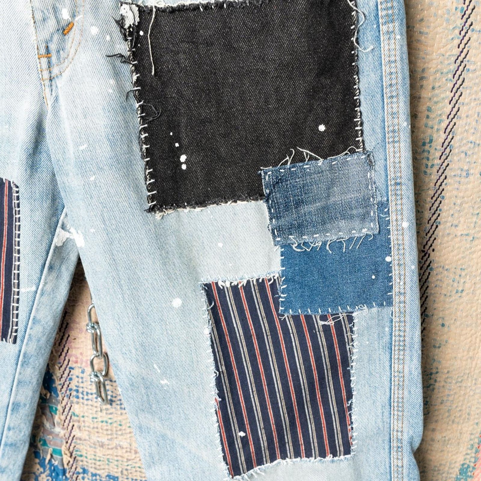 Levi's Custom handmade sashiko levis patchwork jeans size 31 x 30 Size US 31 - 4 Thumbnail